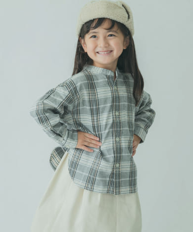 FORK&SPOON　ネルバンドカラールーズシャツ(KIDS)