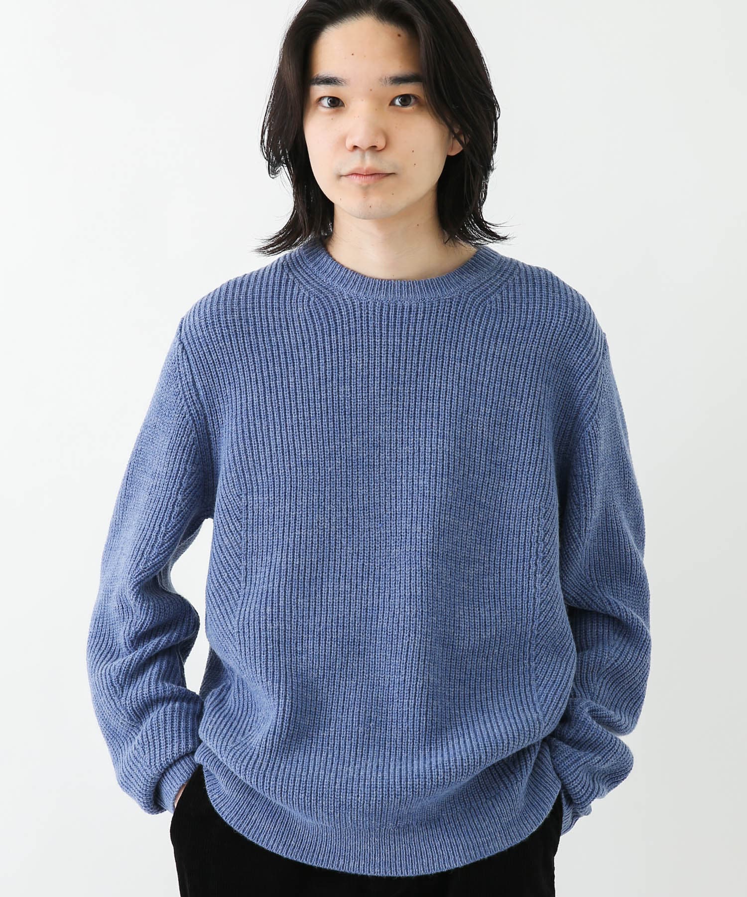ウォッシャブルウール混クルーネックニット[LA37-12S001]｜URBAN