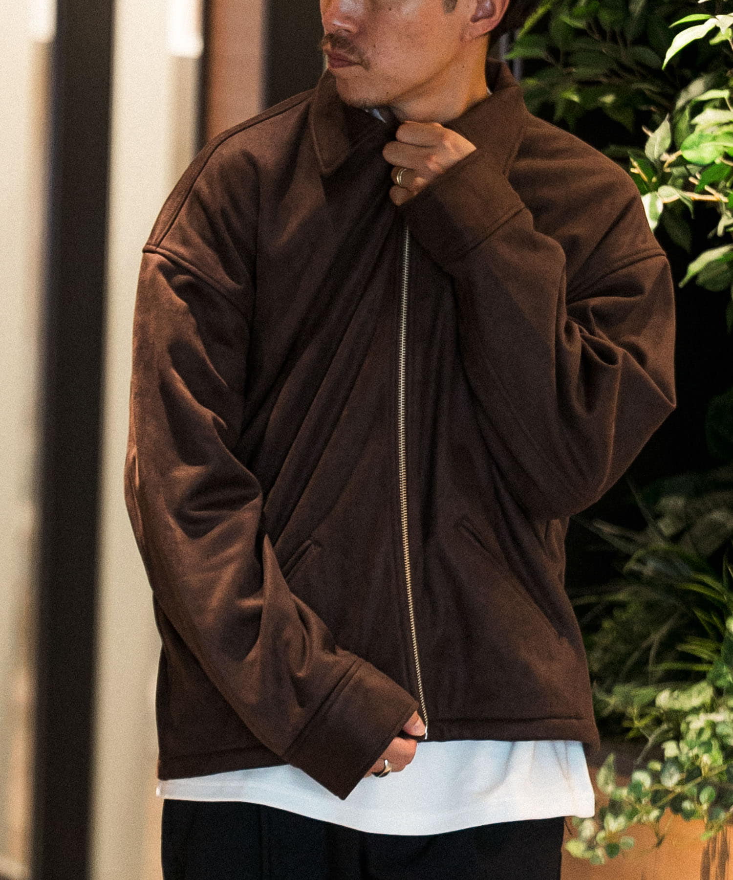 裏フリースフェイクスエードZIP UP ジャケット[IT37-17A029]｜URBAN