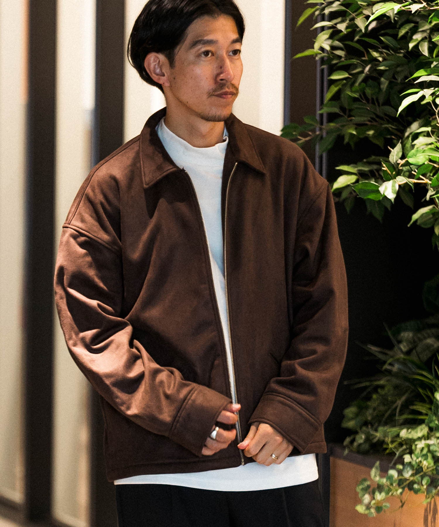 裏フリースフェイクスエードZIP UP ジャケット[IT37-17A029]｜URBAN