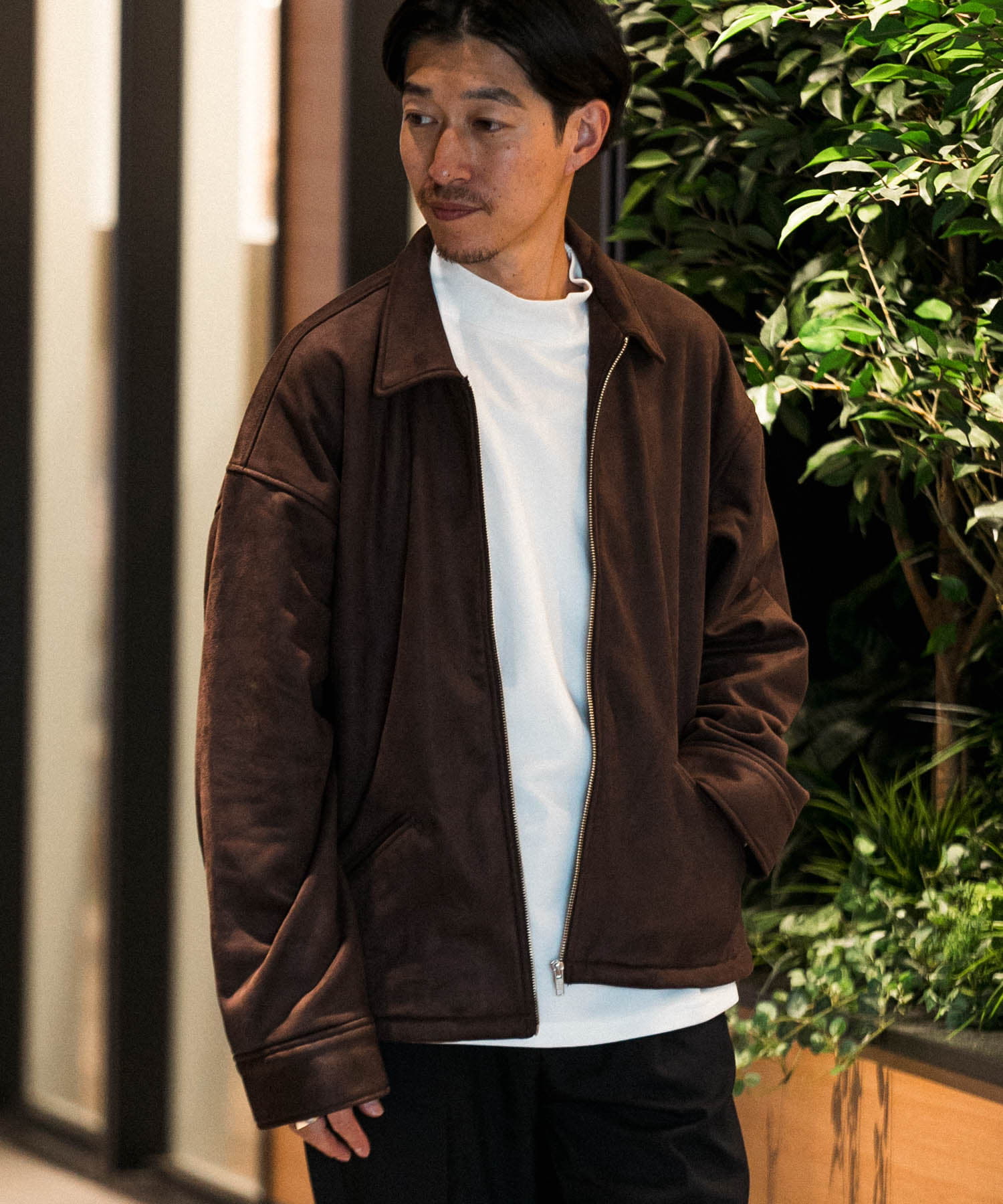 裏フリースフェイクスエードZIP UP ジャケット[IT37-17A029]｜URBAN