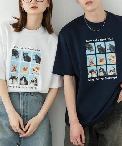 『ユニセックス』Cat graphic Short-Sleeve T-shirts