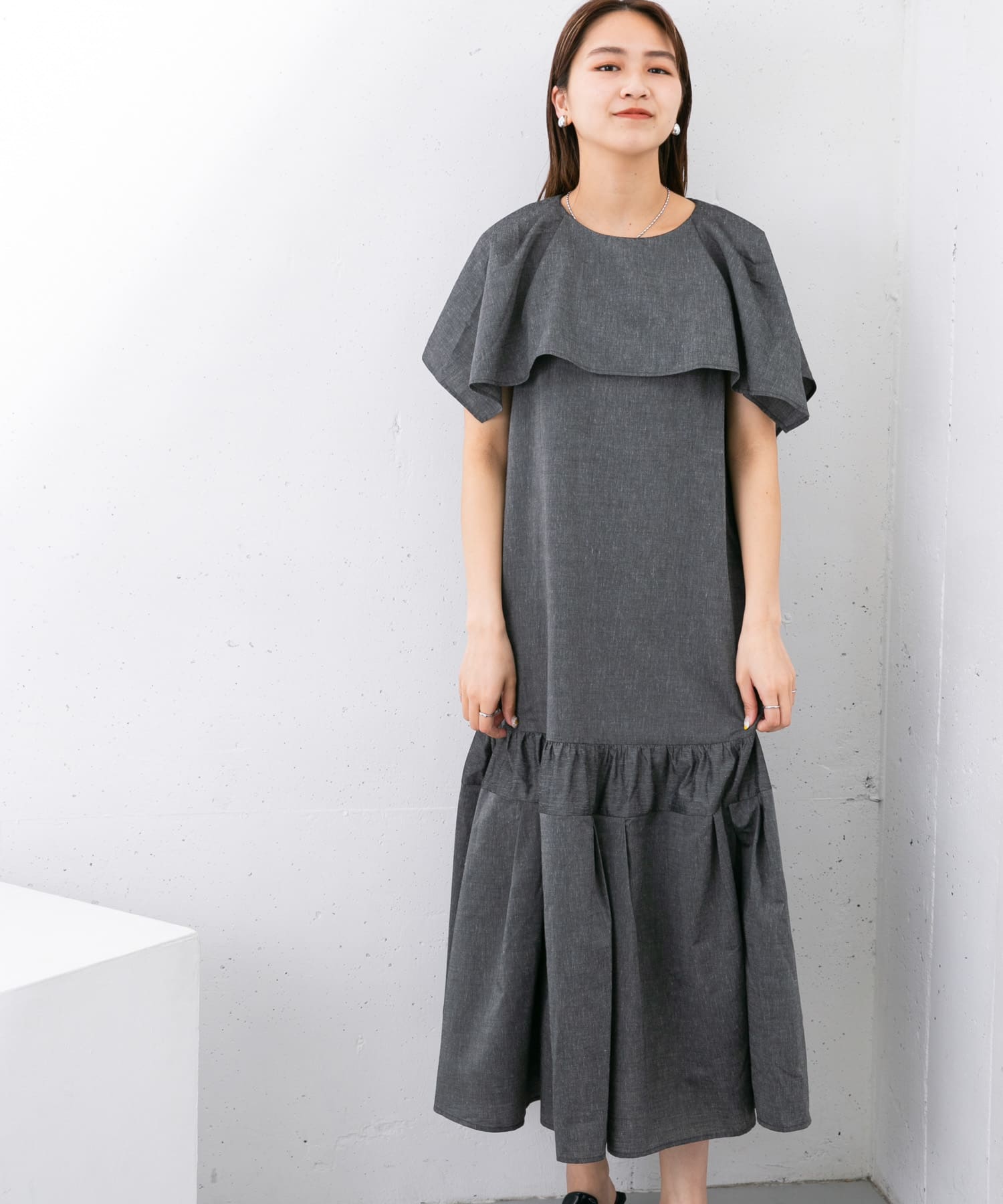 UR TECH Smart Linen Touch』セーラーカラーロングワンピース[KB25 