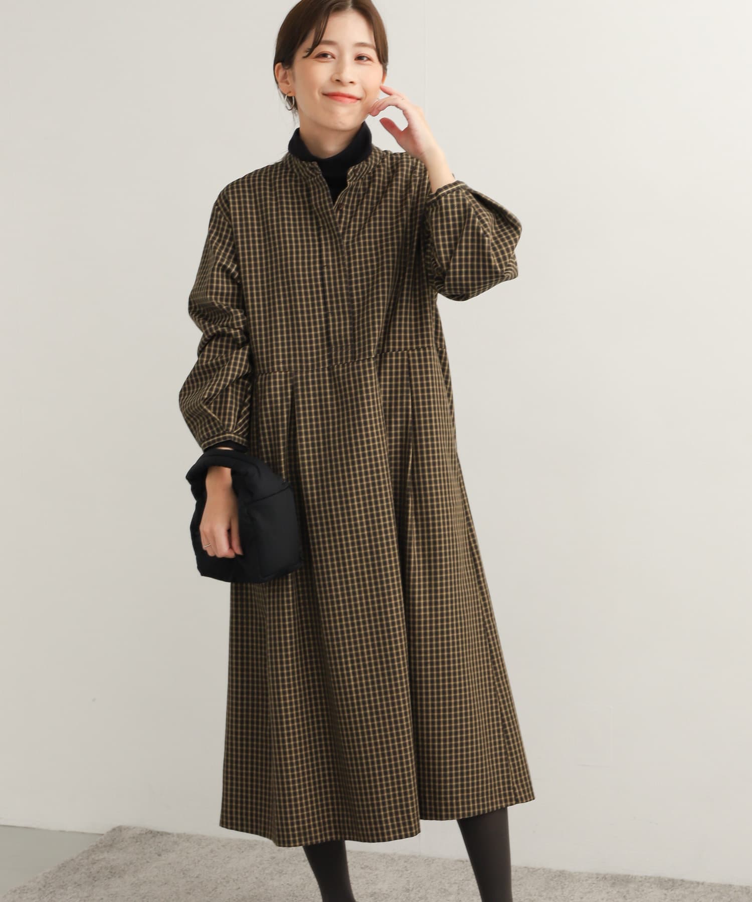 新品タグ付◉ バルーンスリーブ切替ワンピース DOORS チェック