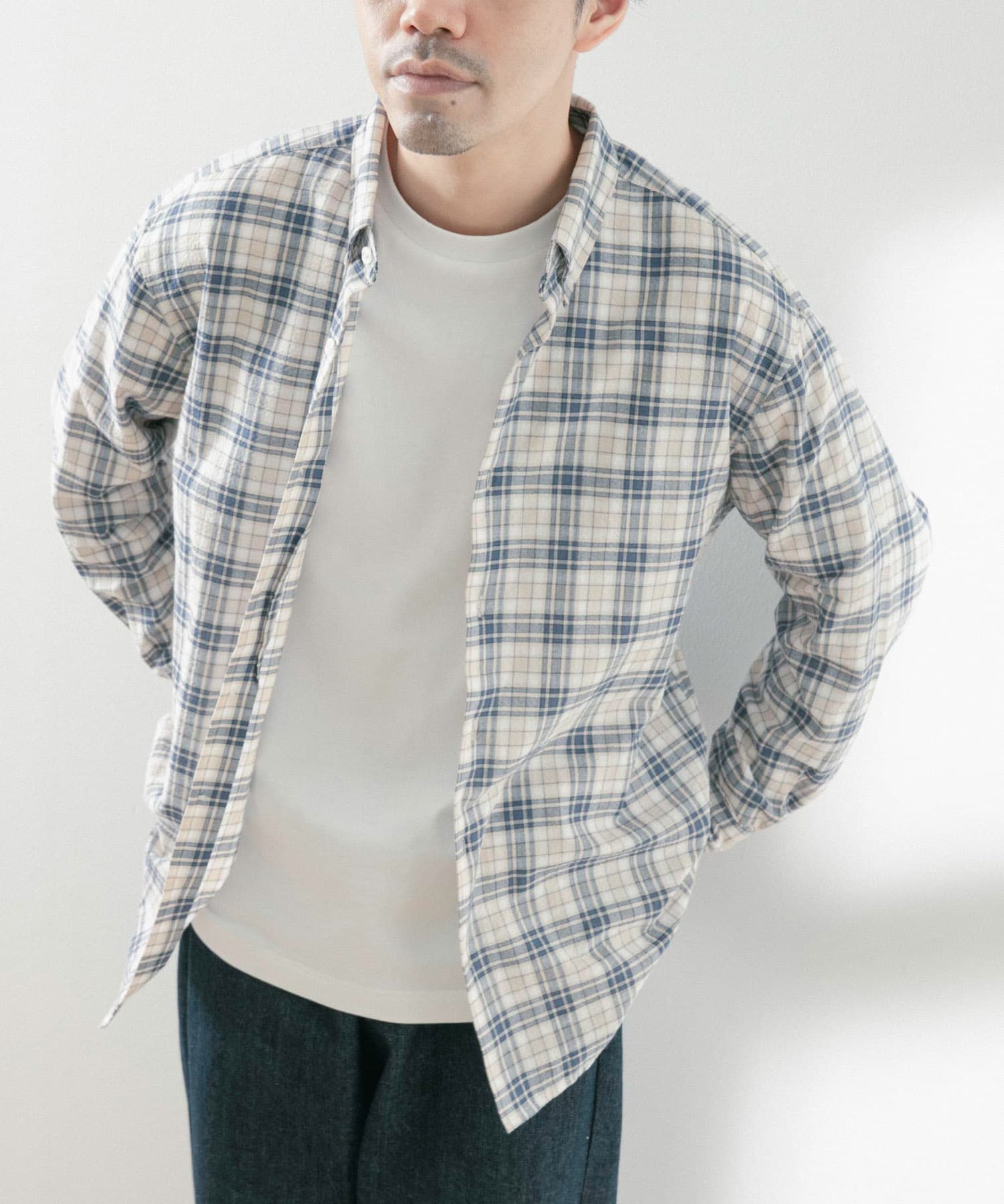 チェックボタンダウン コットン長袖シャツ[IT34-13C014]｜URBAN