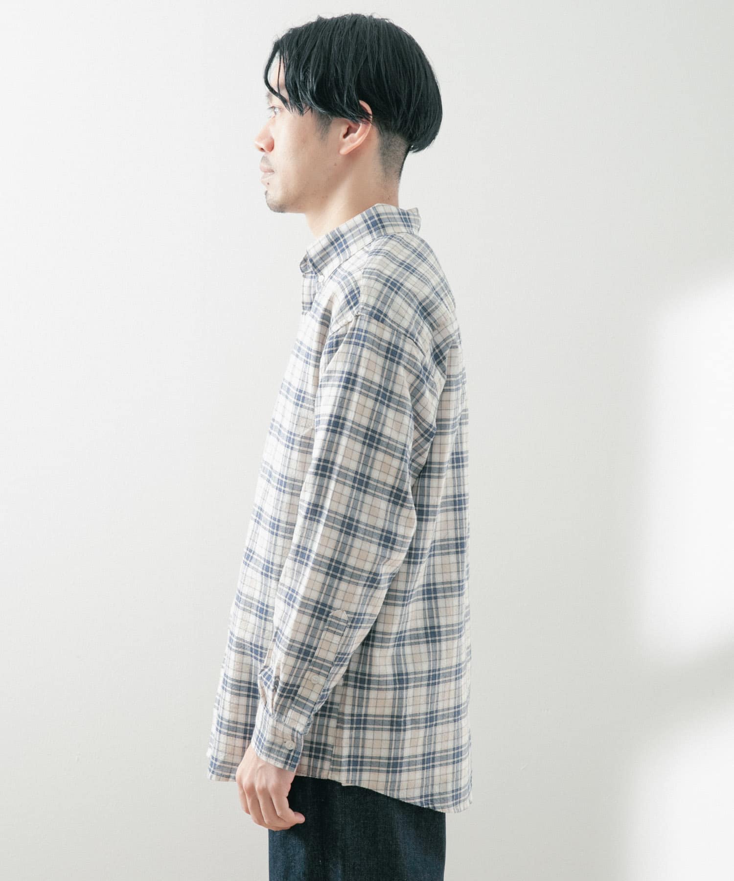 チェックボタンダウン コットン長袖シャツ[IT34-13C014]｜URBAN