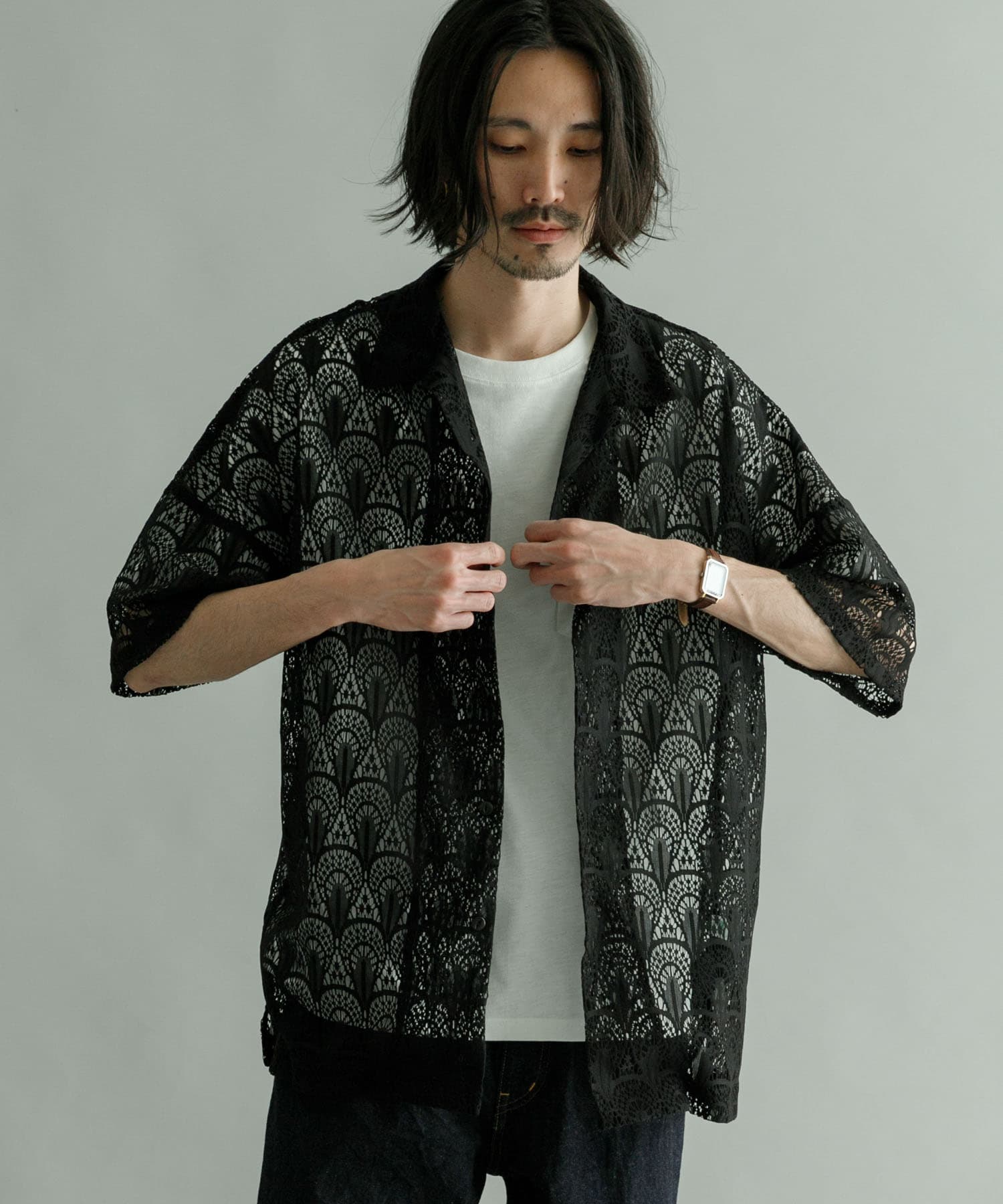 URBAN RESEARCH iD レースオープンカラーシャツ[UI35-13H003]｜URBAN