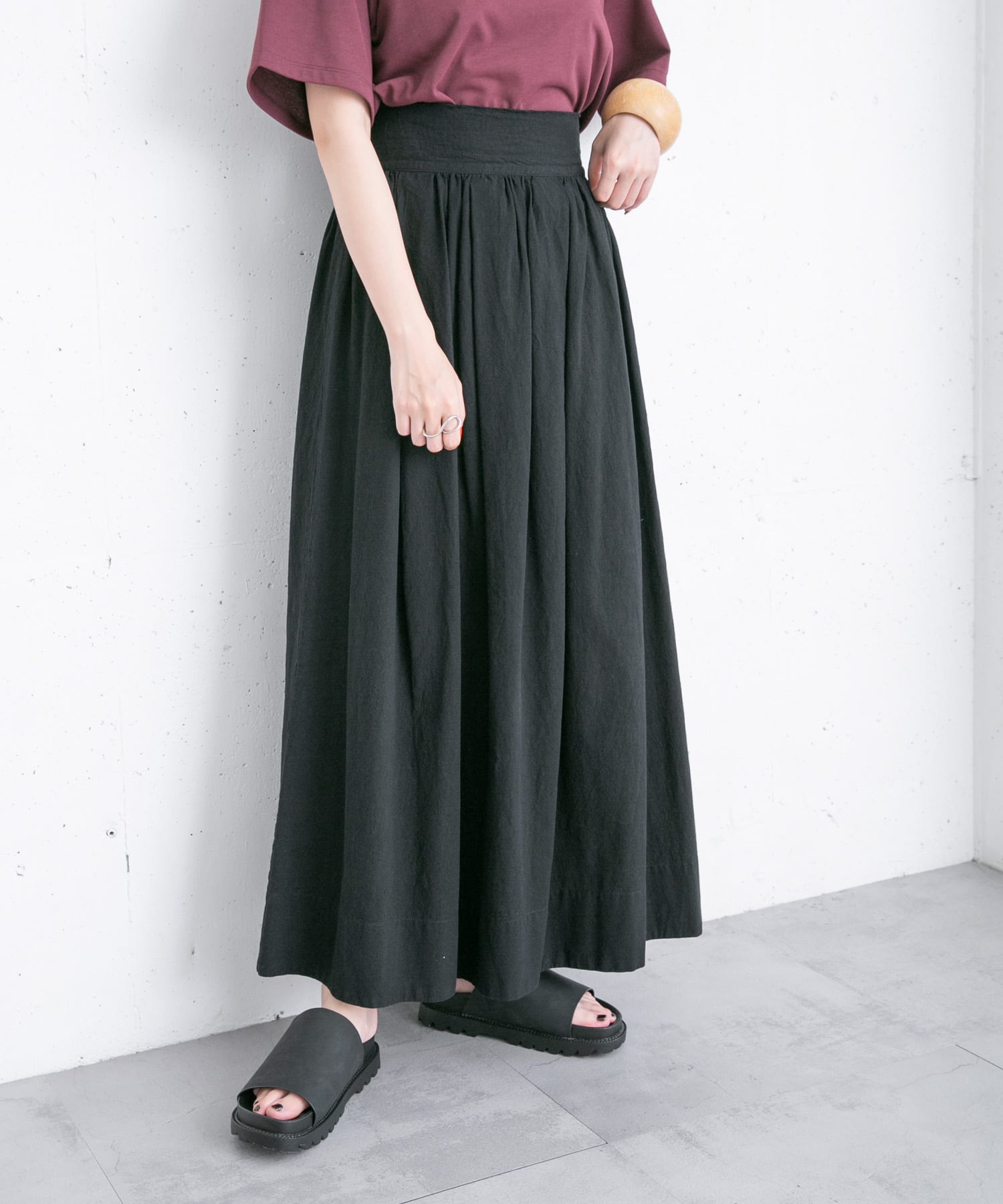 タックギャザーボリュームフレアスカート[KB35-25L110]｜URBAN