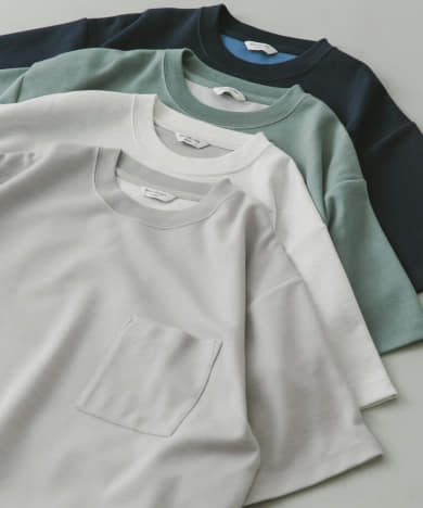ダブルフェイスクルーネックショートスリーブTシャツ
