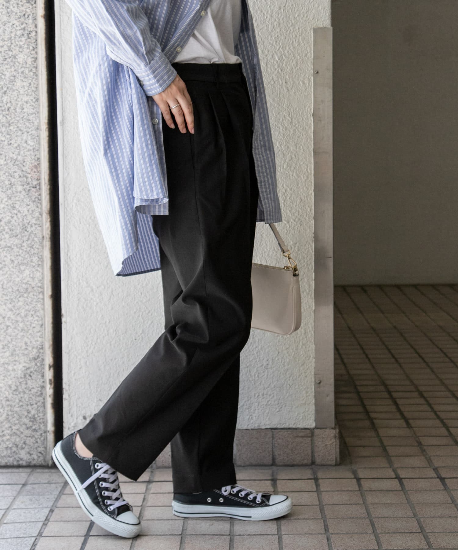 WEB/一部店舗限定』FORK&SPOON ideal stretch ツータックパンツ[DF36