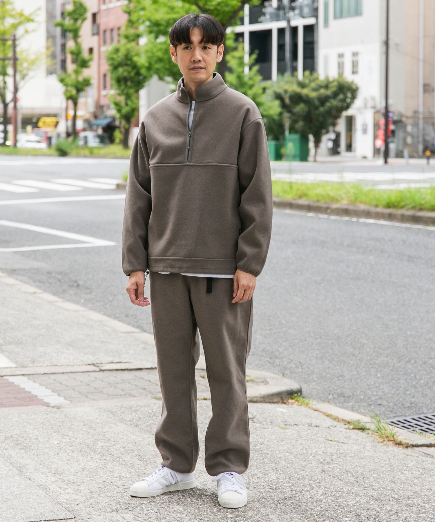 毛玉防止』『静電気防止』addfabrics ハーフZIPプルオーバー[DR37