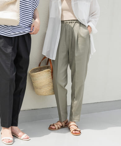 リネン混テーパードイージーパンツ
