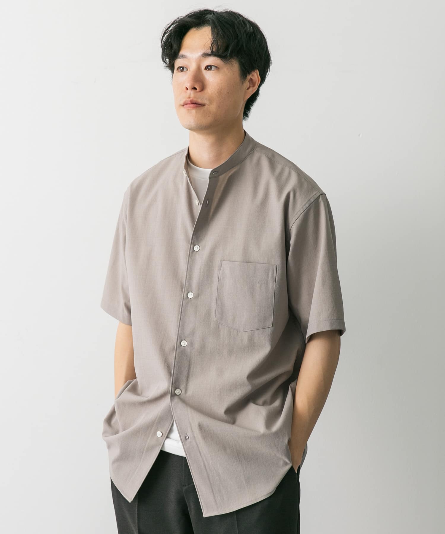 一部WEB限定』『UR TECH DRYLUXE』バンドカラーシャツ[DR45
