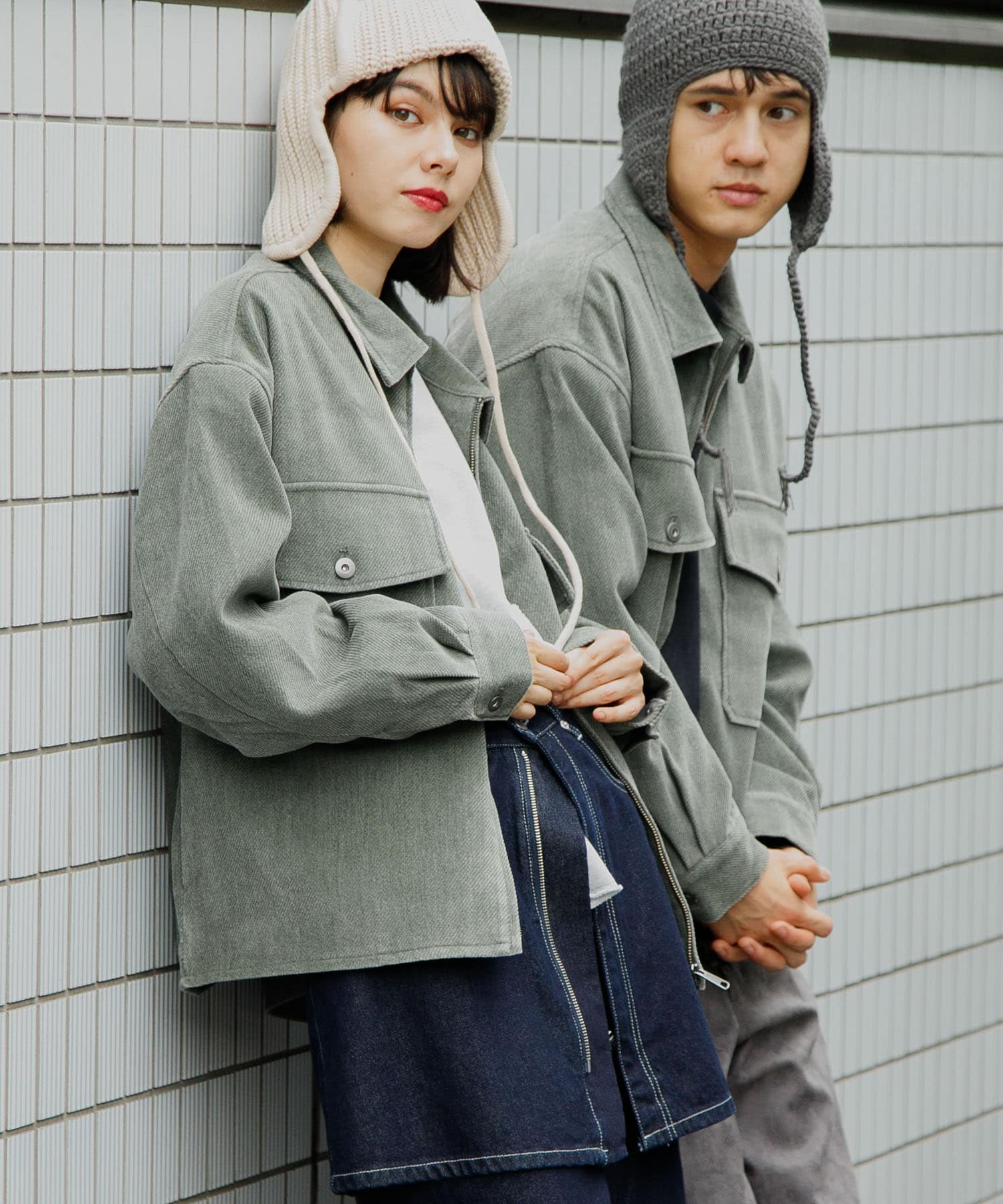ユニセックス』『セットアップ対応』ヴィンテージツイルZIP