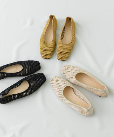 『MADE IN JAPAN』スクエアメッシュフラットシューズ