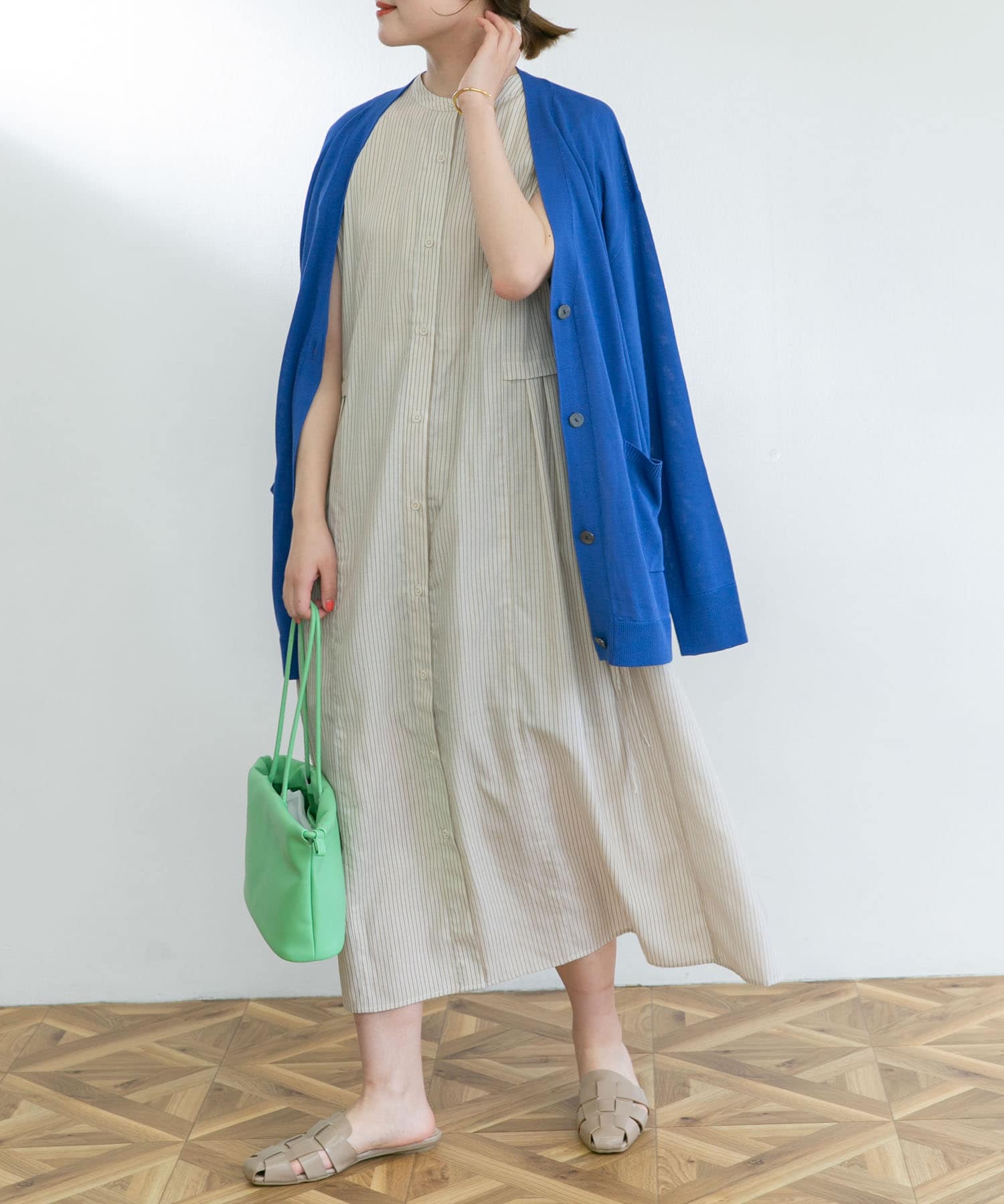 UR TECH Smart Linen Touch』ウエストタックフレンチワンピース[NL24 UR TECH Smart Linen Touch』ウエストタックフレンチワンピース[NL24