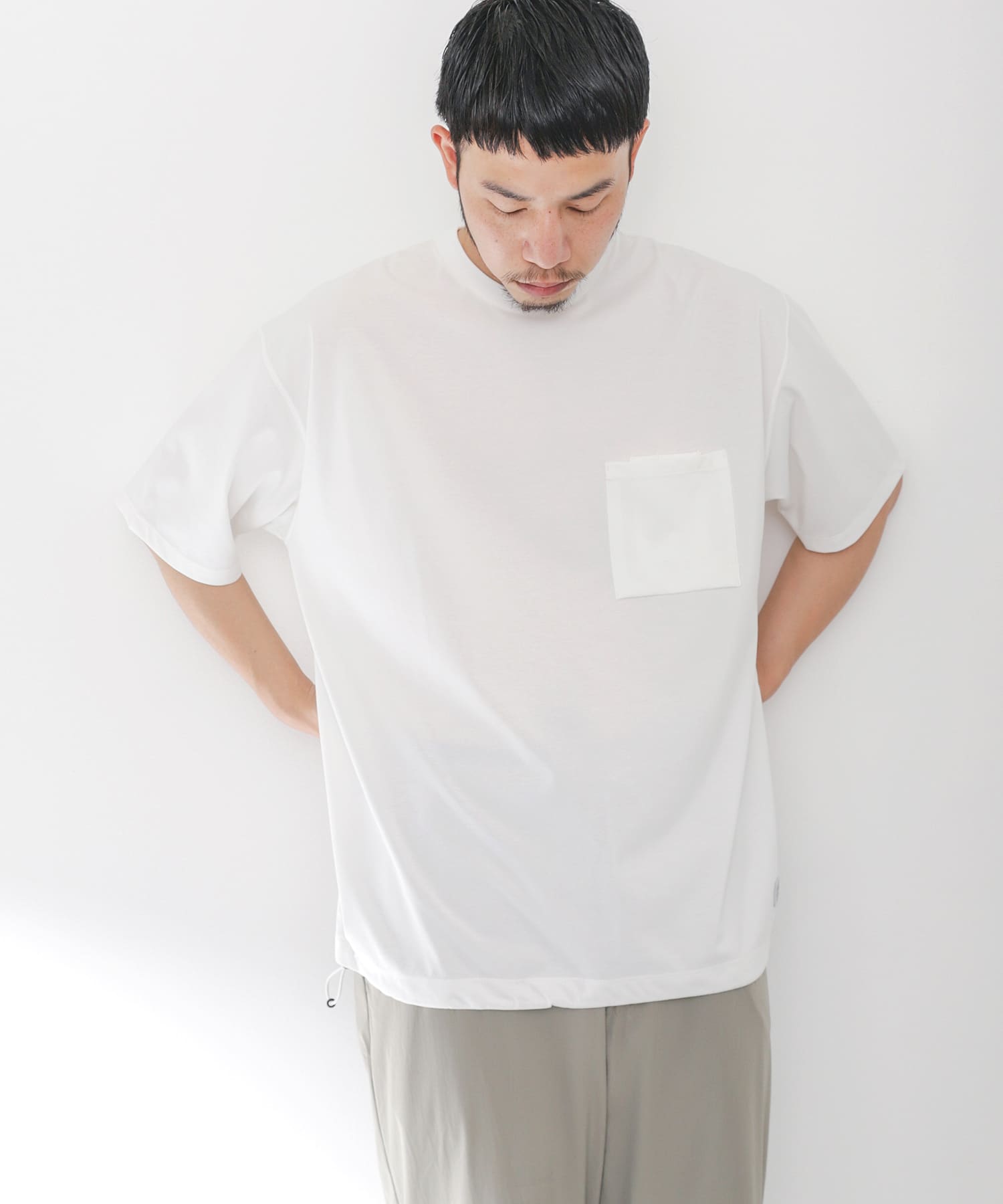 Tシャツ 五分袖 ニュートラルグレー L