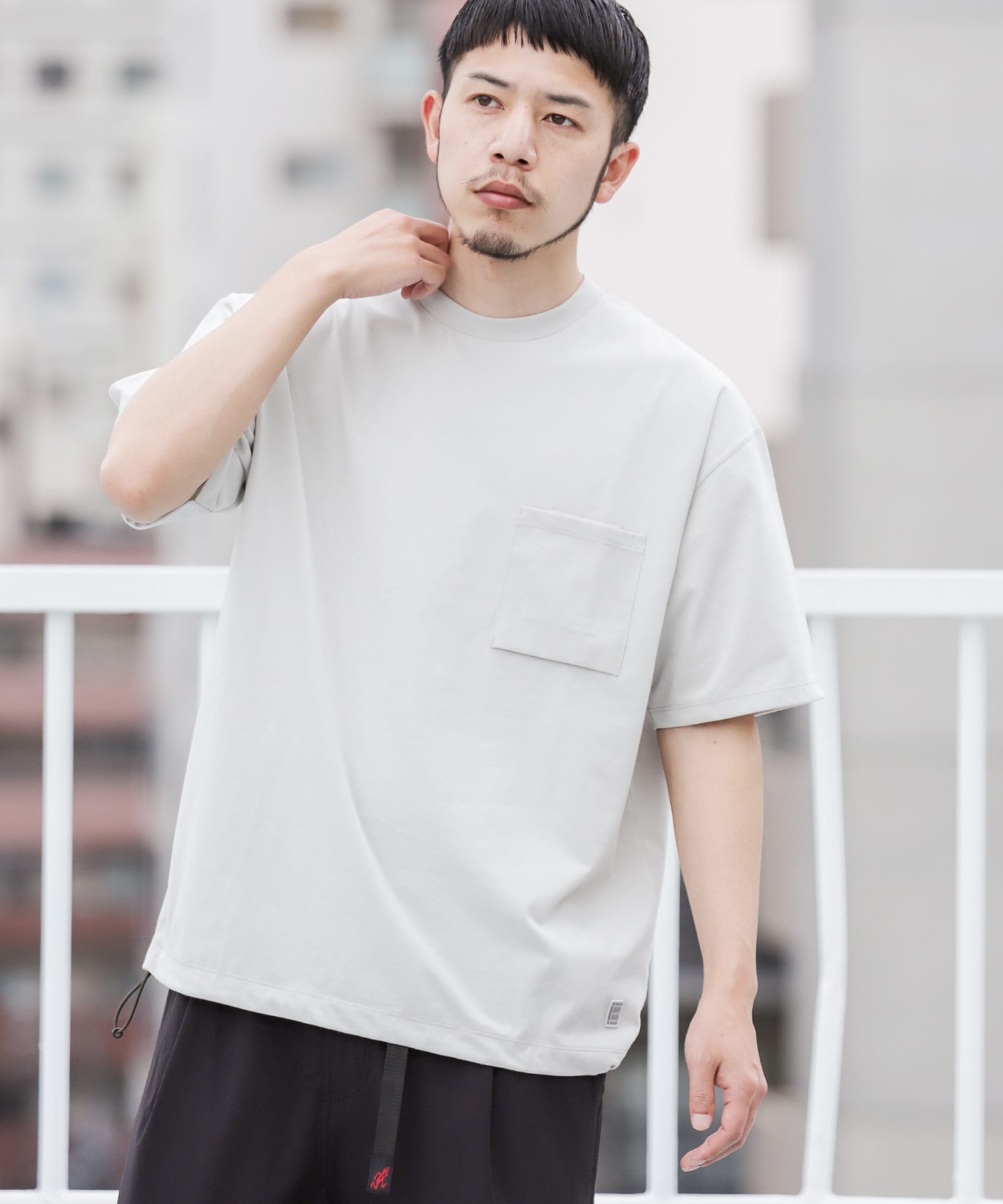 Tシャツ 五分袖 ニュートラルグレー L