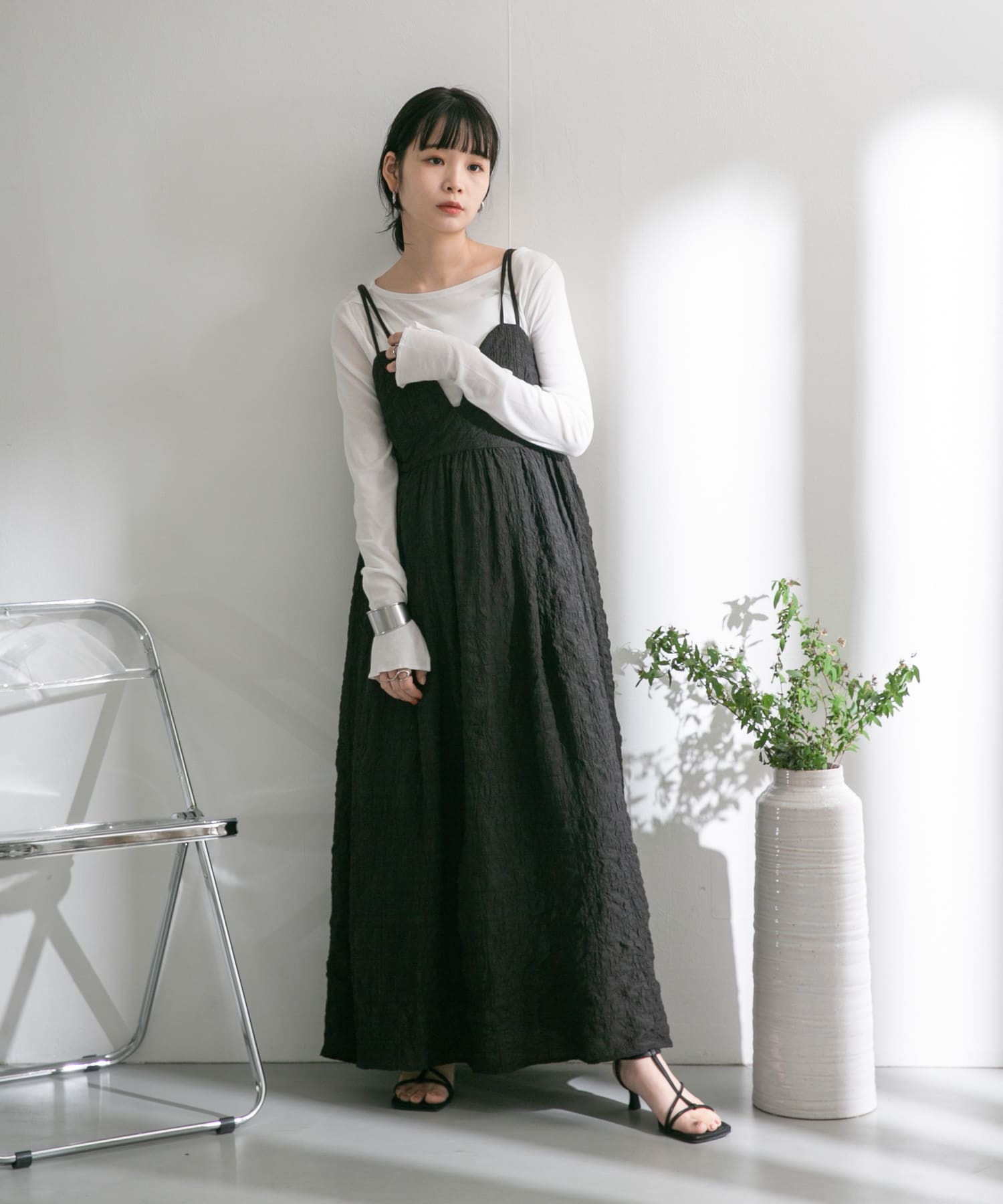 KBF マキシキャミワンピース ブラック