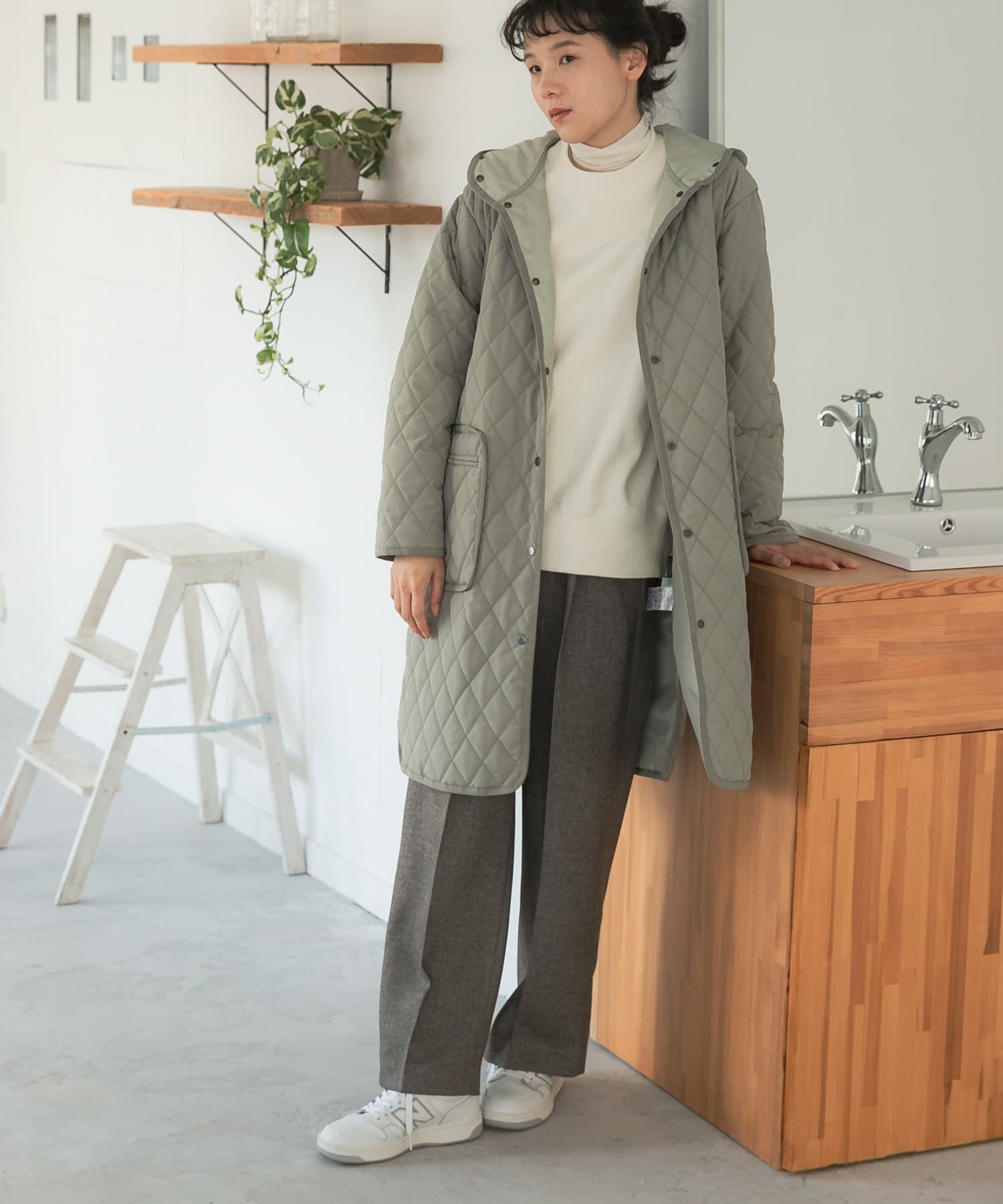 URBAN RESEARCH キルティング フーディーロングコート