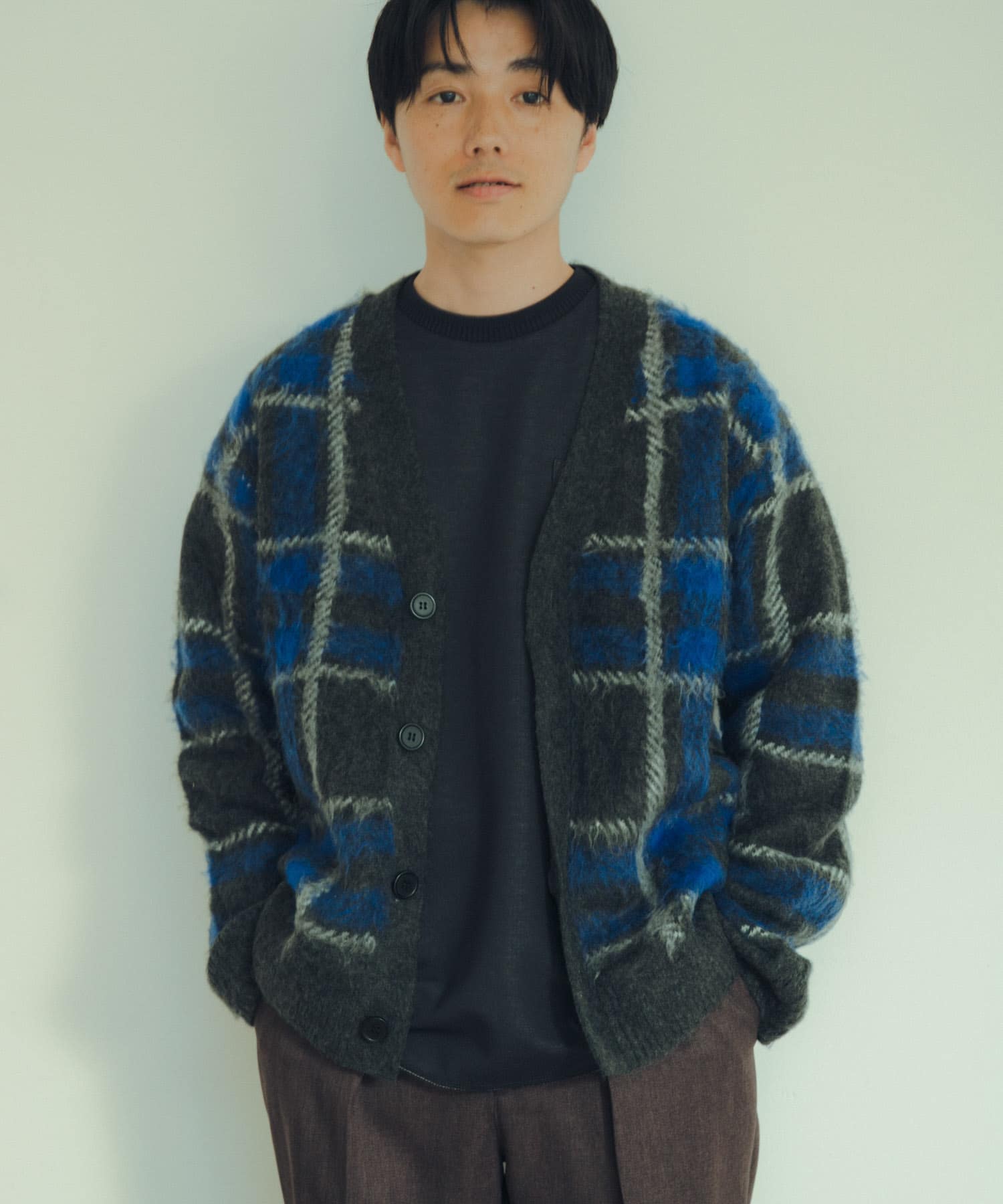 ウォッシャブル シャギーチェック カーディガン[IT37-12A006]｜URBAN