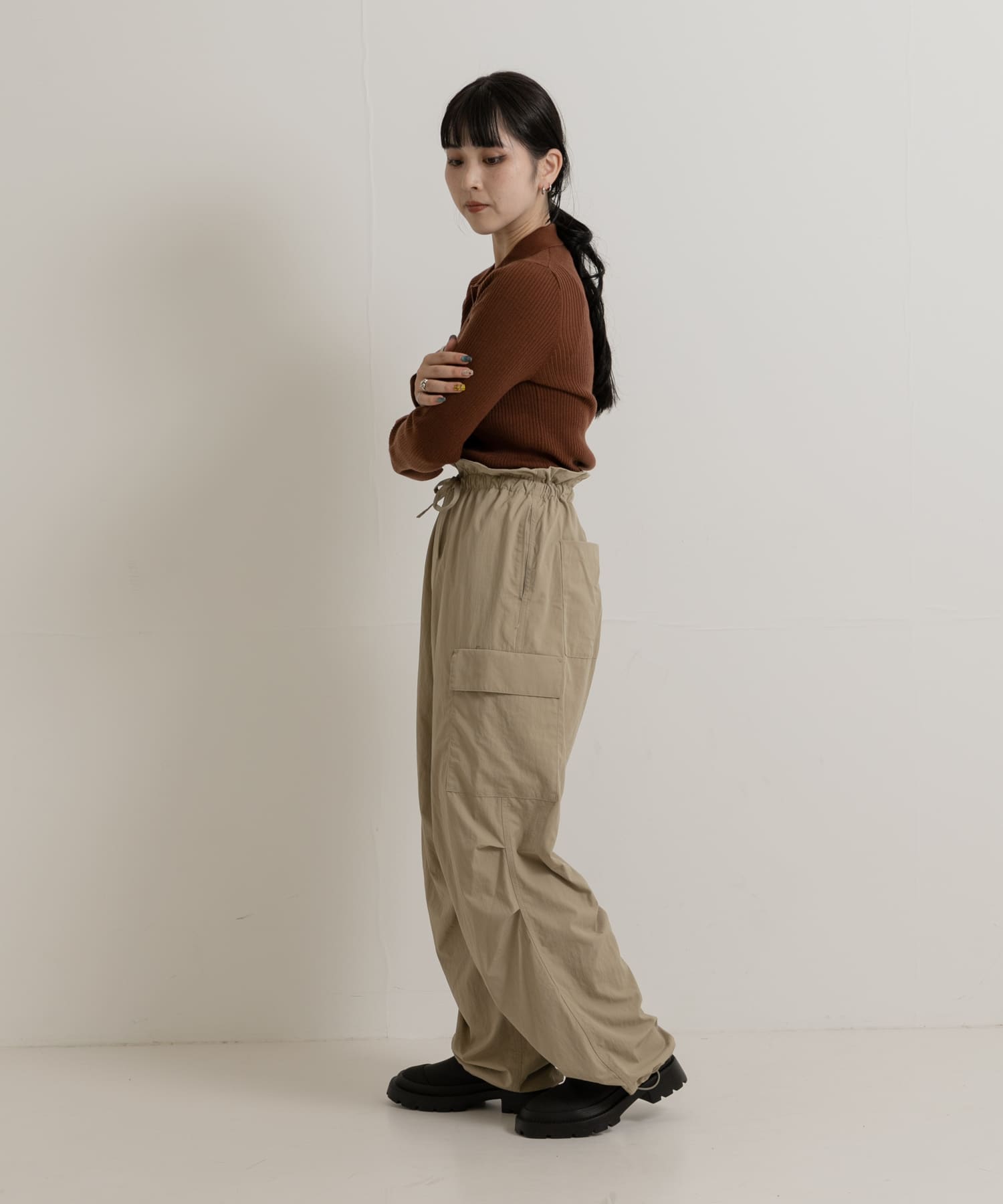 別注』MIDIUMISOLID×TGM RE-Nylon parachute pants-