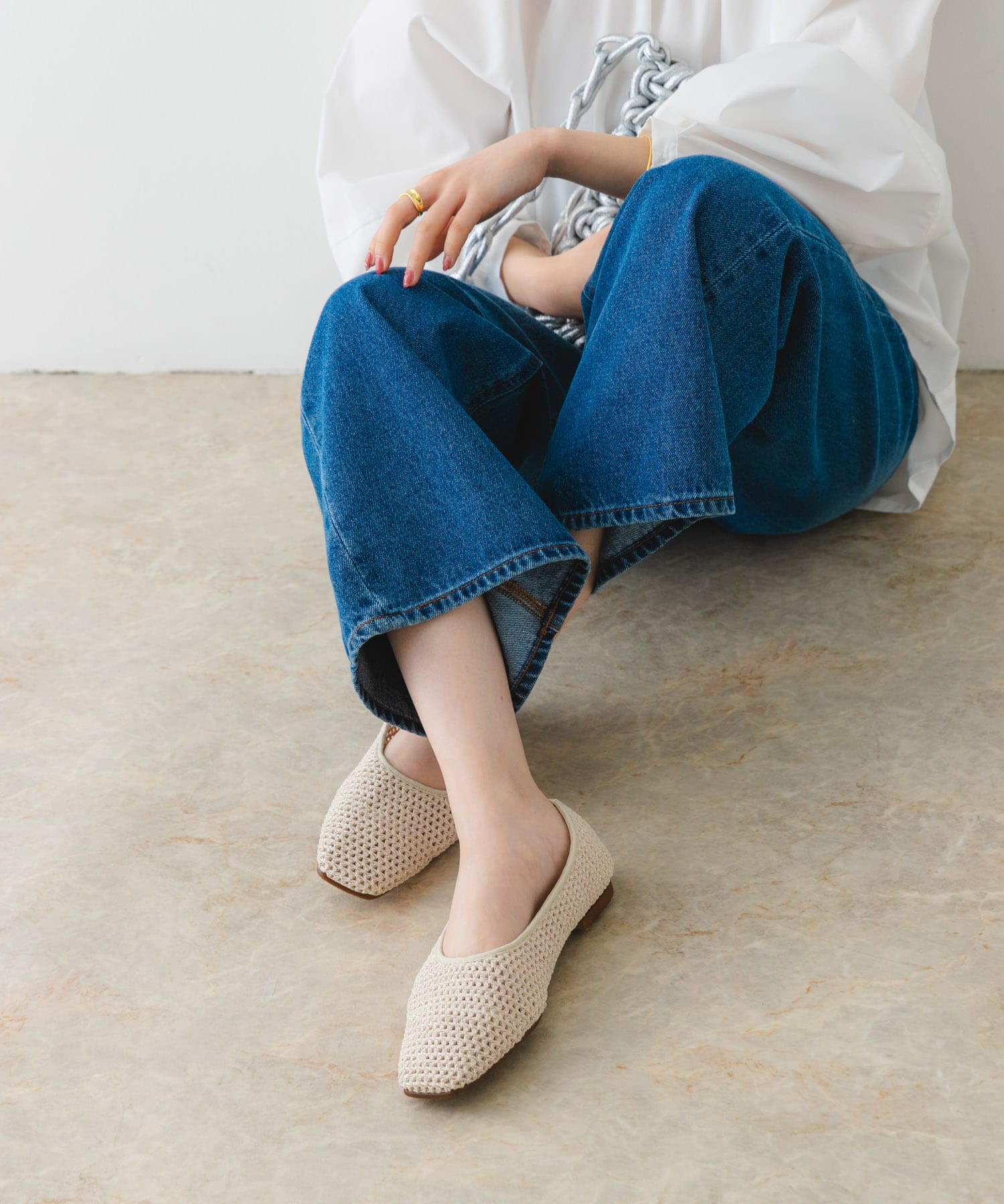 MADE IN JAPAN』スクエアメッシュフラットシューズ[XX45-2HU0201 MADE IN JAPAN』スクエアメッシュフラットシューズ[XX45-2HU0201
