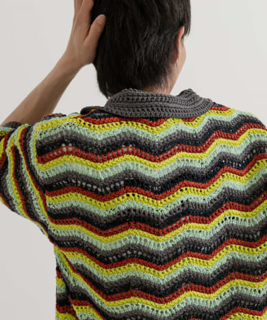 米富繊維　ZIGZAG SUKASHI KNIT PULLOVER
