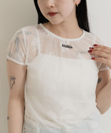 neith.tokyo　Lace Simple T-shirts