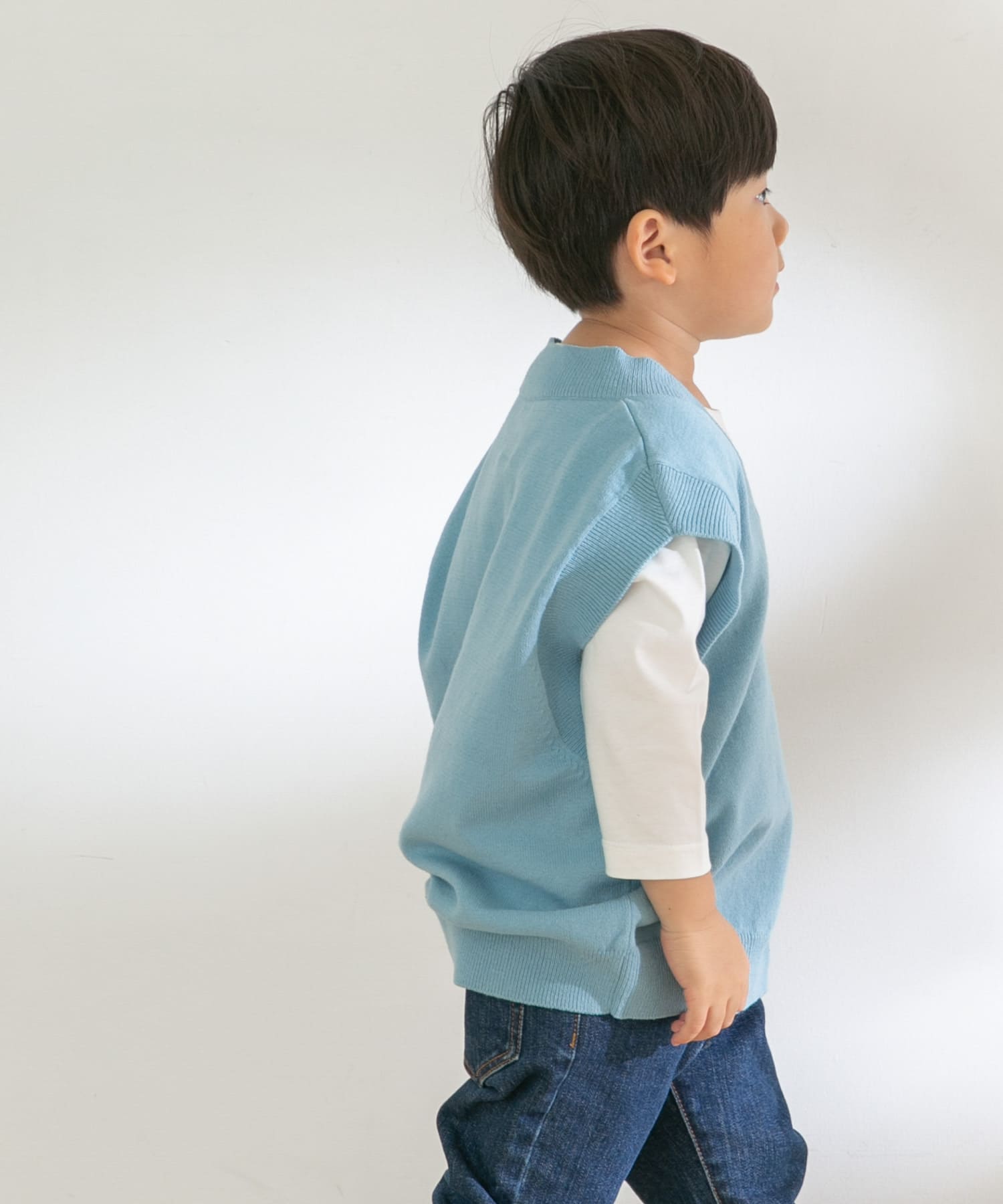 『親子リンク』Vネック片畦ニットベスト(KIDS)