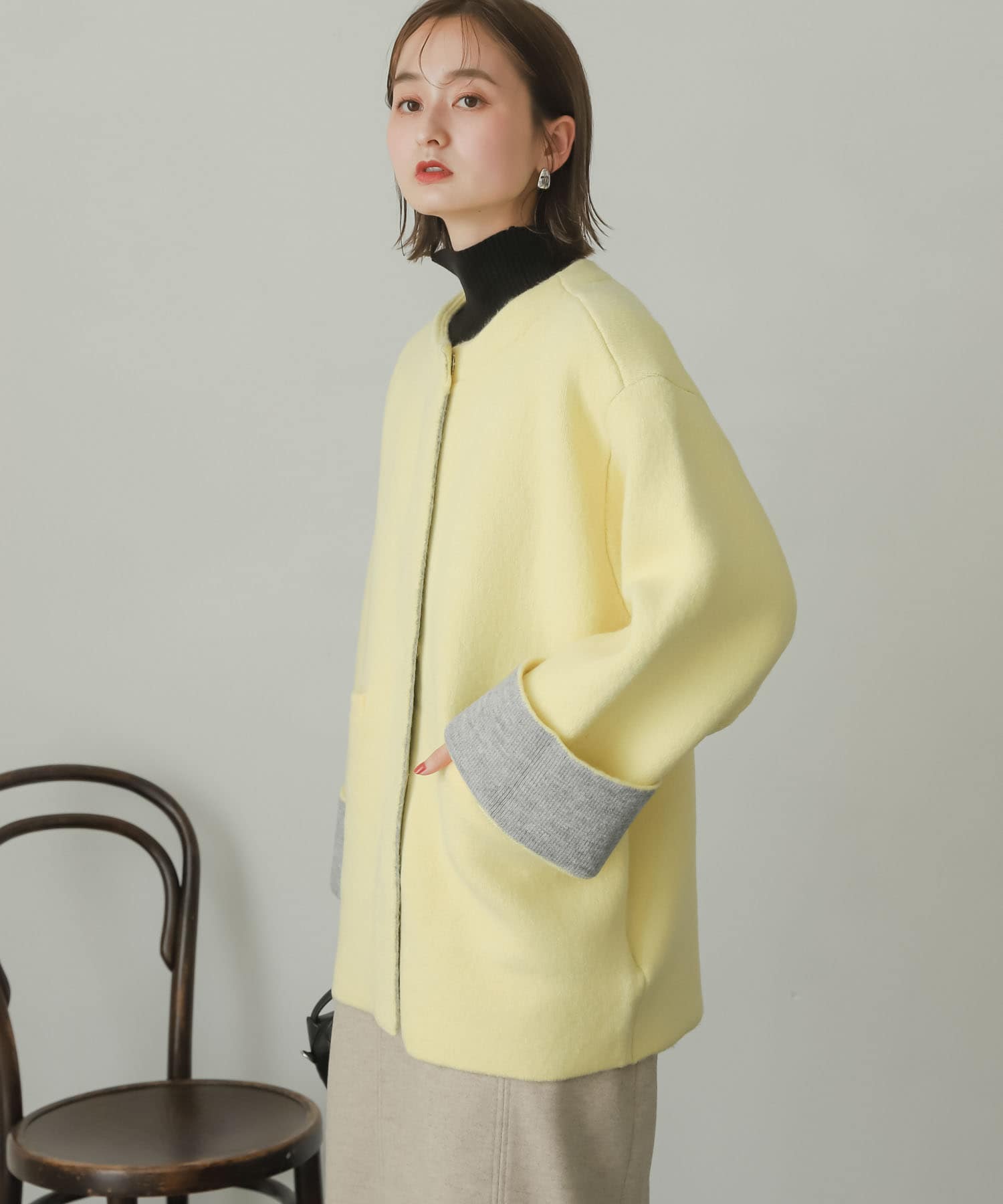 ノーカラーバイカラーニットコート[AA27-27B105]｜URBAN RESEARCH公式ファッション通販