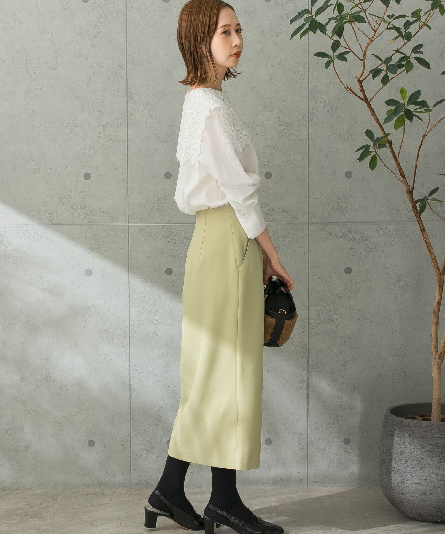 ギフト 【新品】Arpege story ハイウエストスリットタイトスカート 