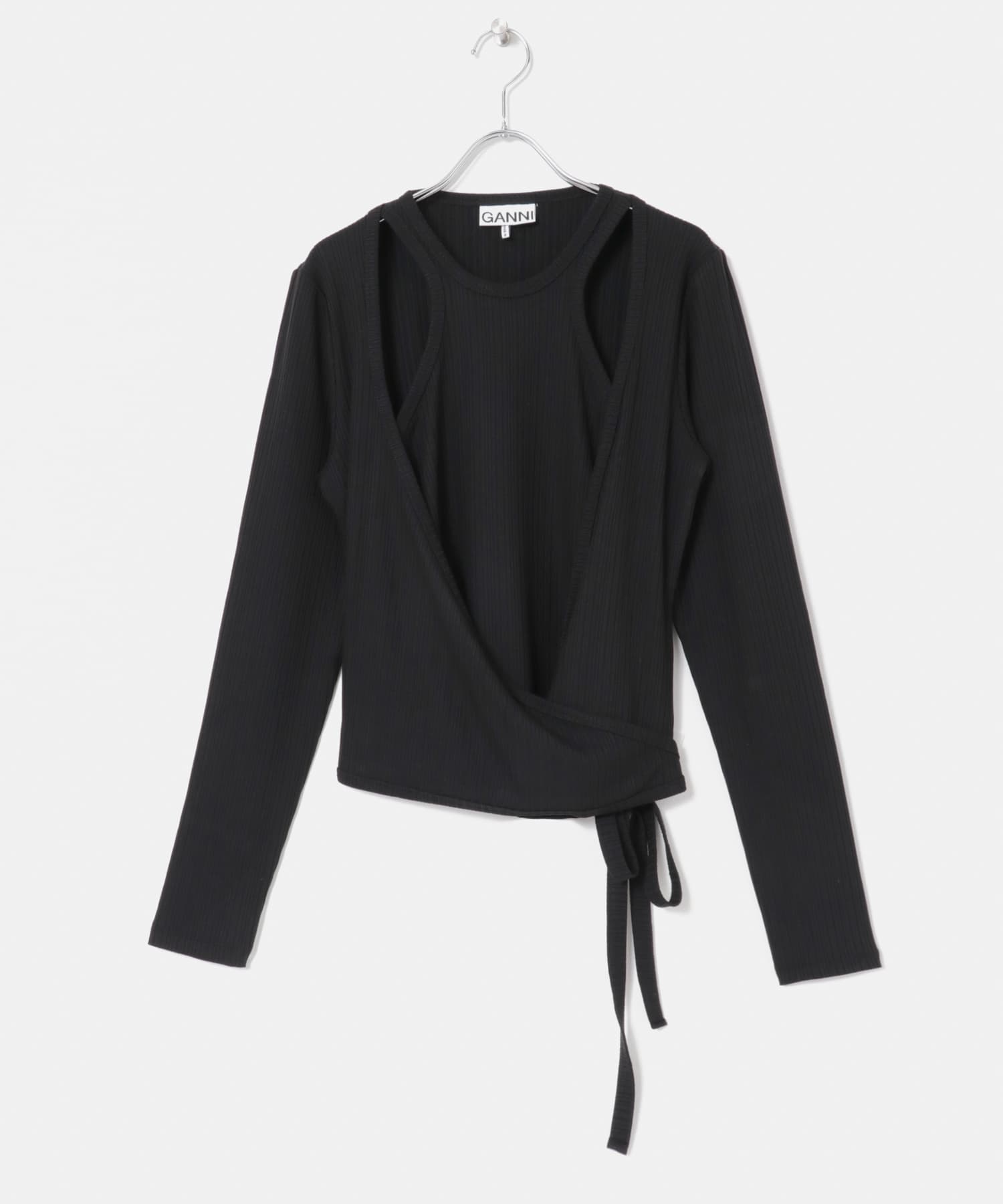 GANNI Rib Jersey Wrap Blouse[T3442-UL35]｜URBAN RESEARCH公式