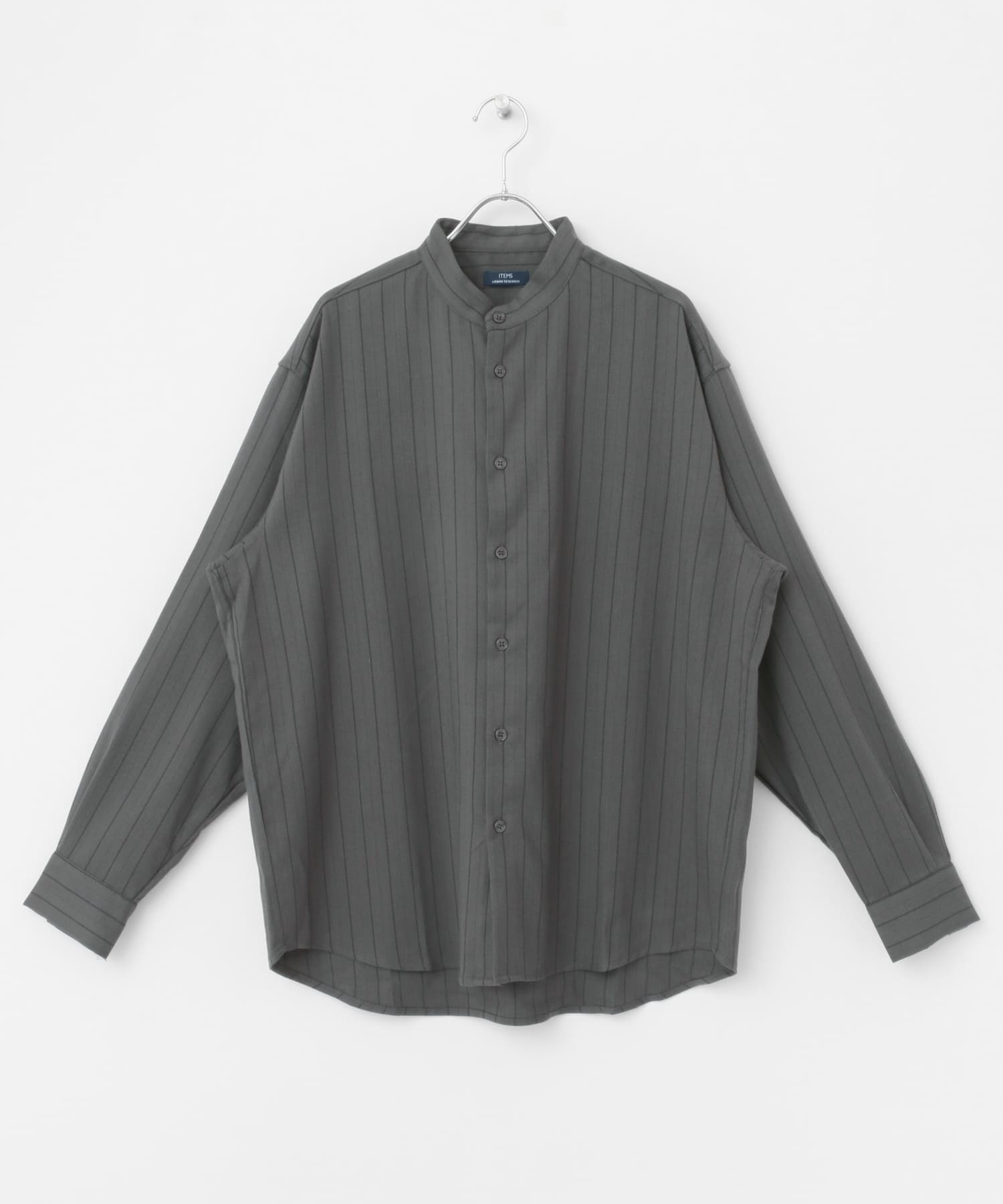 TRストレッチ バンドカラーストライプシャツ[IT36-13A003]｜URBAN
