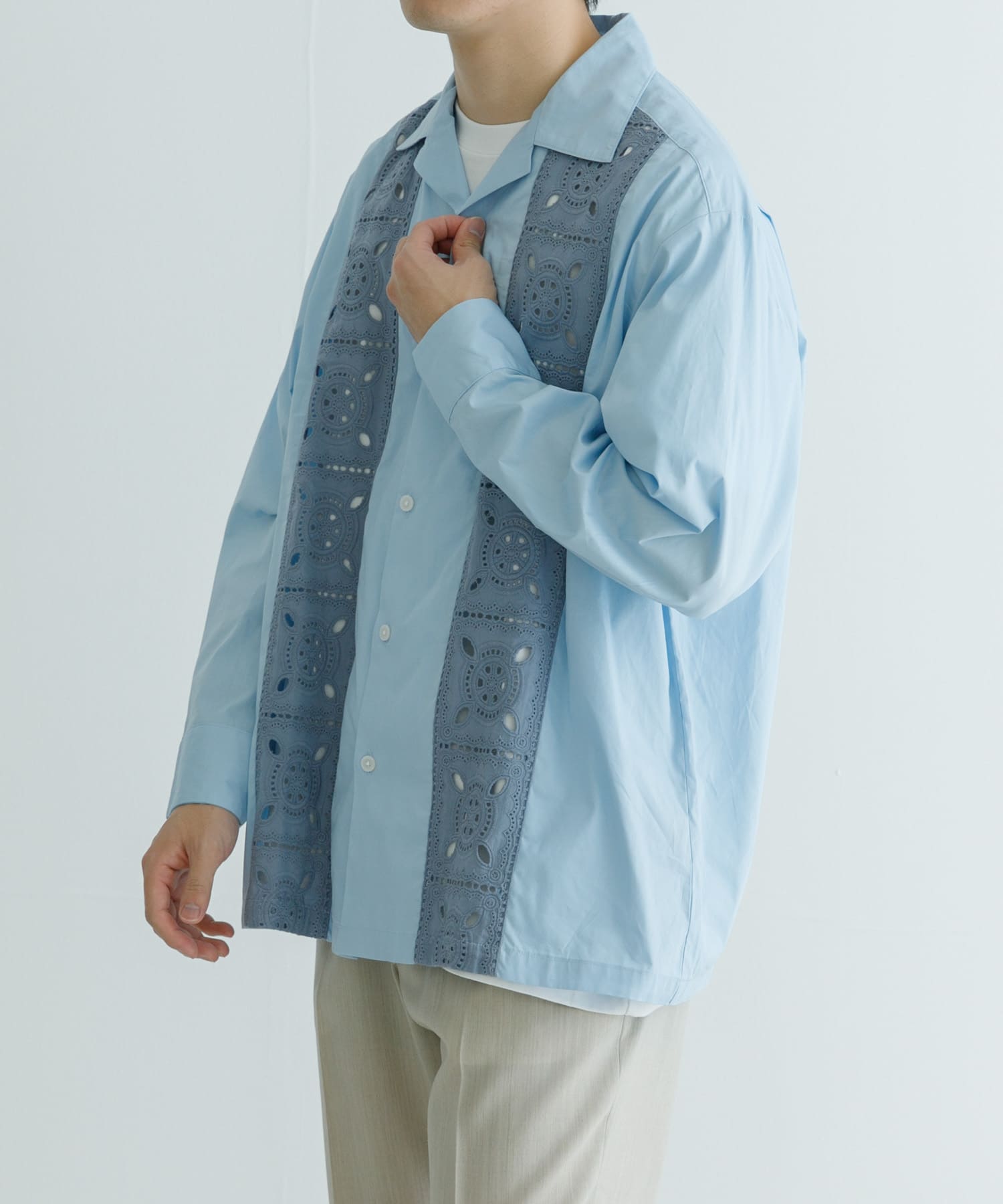 URBAN RESEARCH iD レースオープンカラーシャツ[UI44-13H002