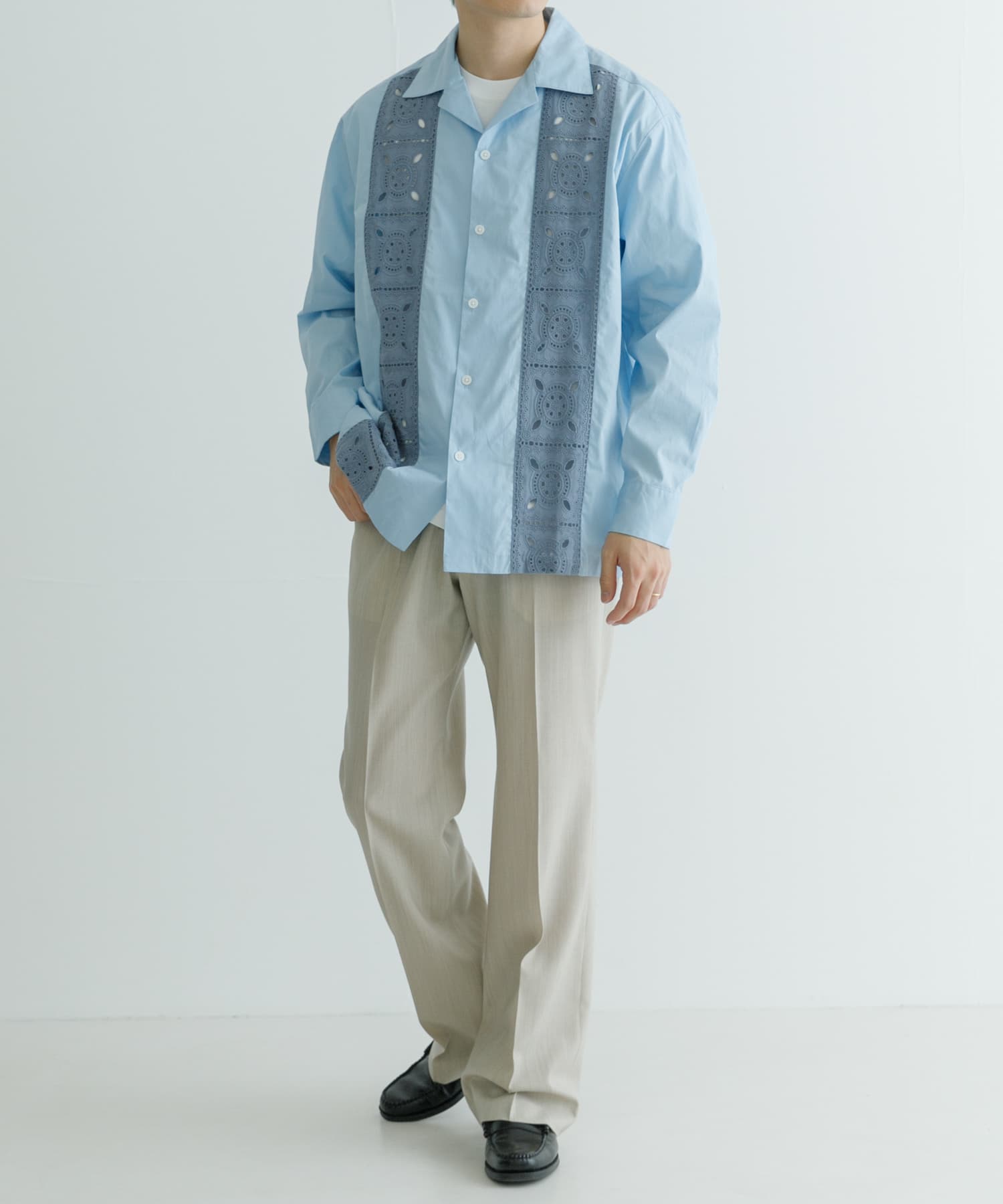 URBAN RESEARCH iD レースオープンカラーシャツ[UI44-13H002