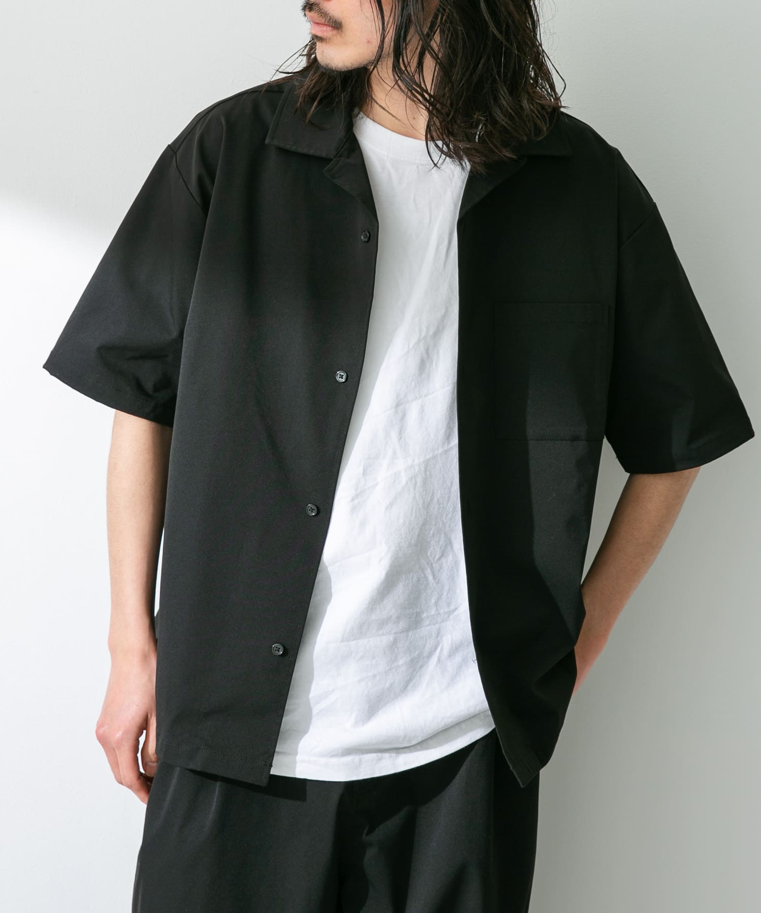 オーナー ストレッチグラフィックシャツ2 ブラック/グレー S 新品 鮎シャツ
