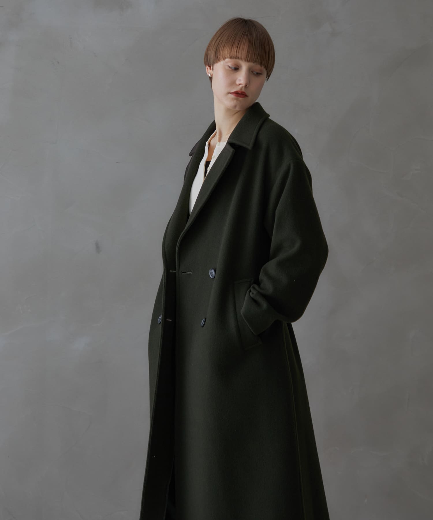 美品 BOGLIOLI チェスターコート ダークグリーン系 メンズ 46