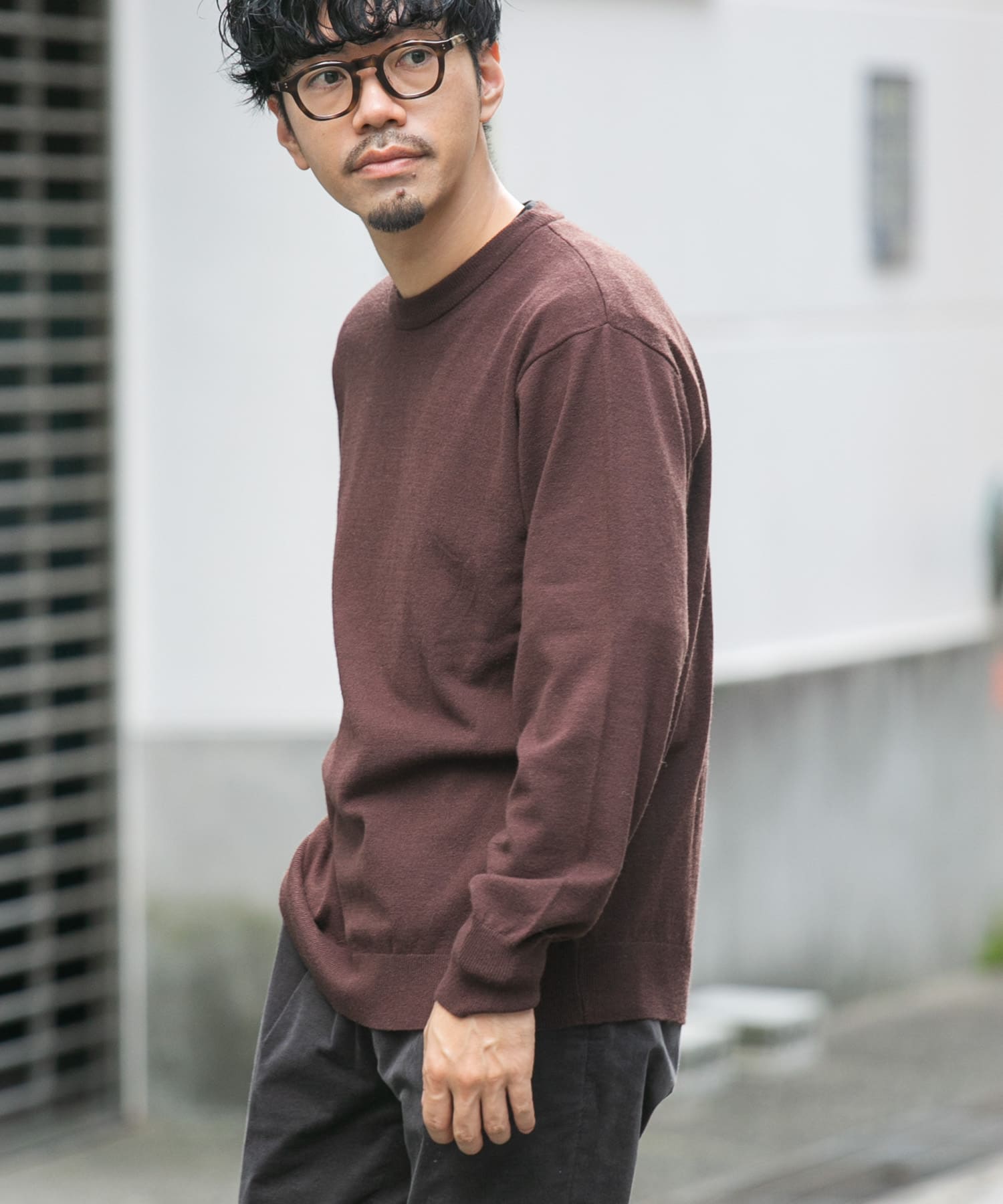 ウォッシャブルストレッチクルーネックニット[RA47-12M001