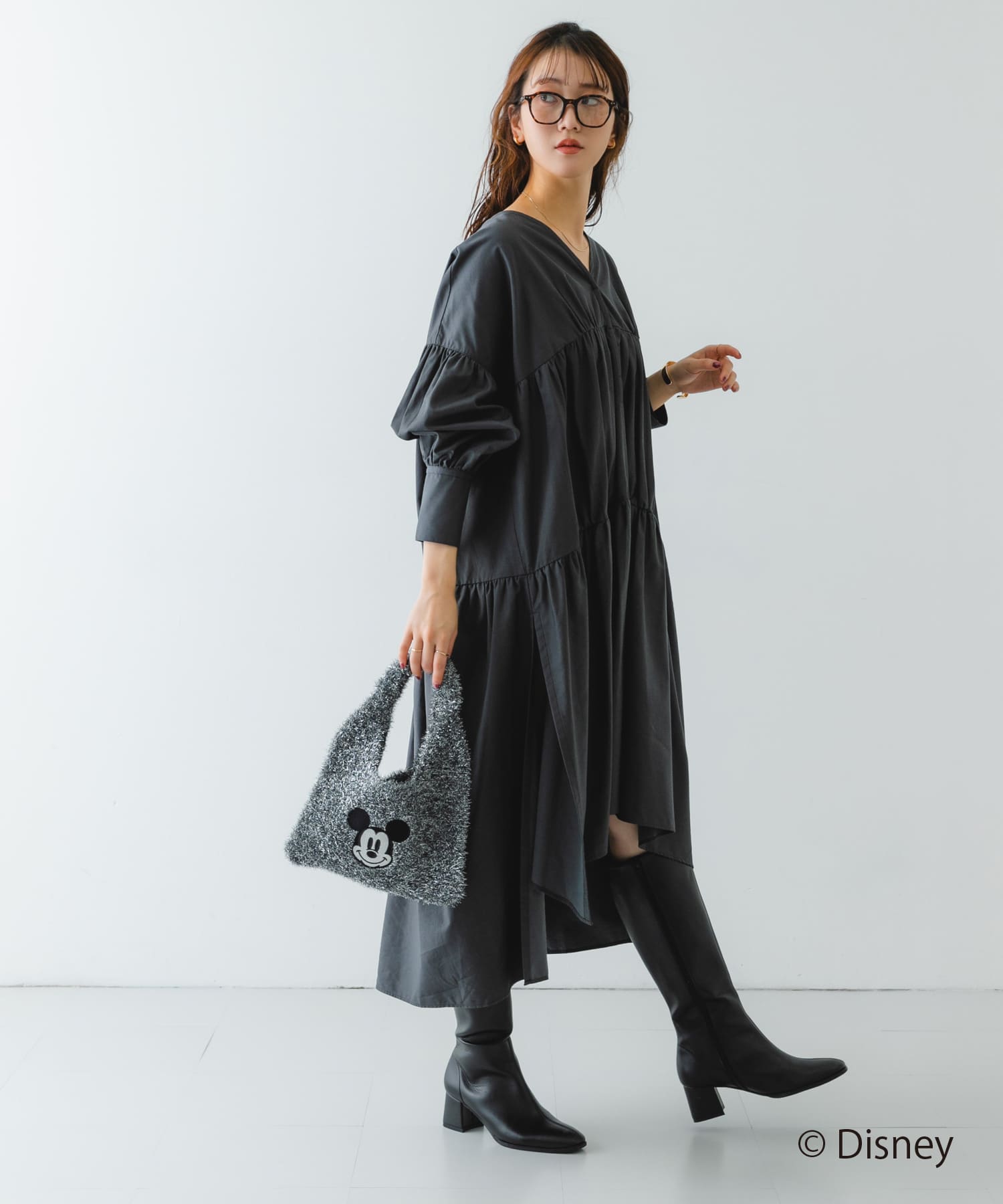 別注』MICKEY/ワンハンドルラメニットバッグ[XX46-2AW2402