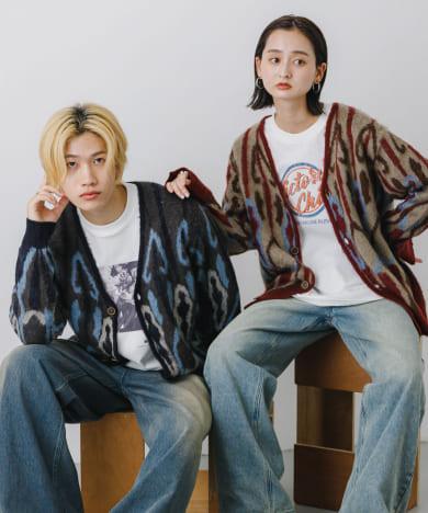 『ユニセックス』モヘアライクVネックカーディガン