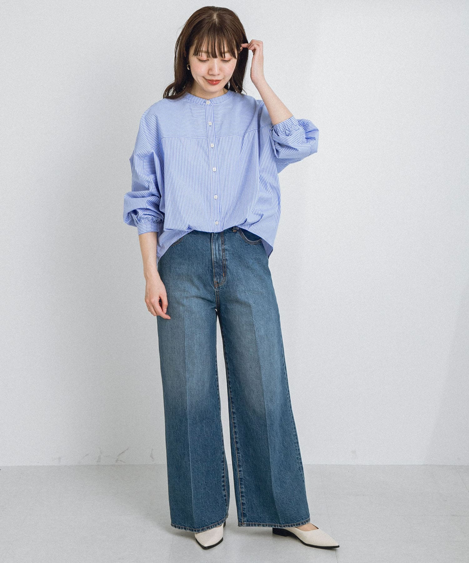 WEB限定』フロントタックバンドカラーシャツ[LAA4-23J701