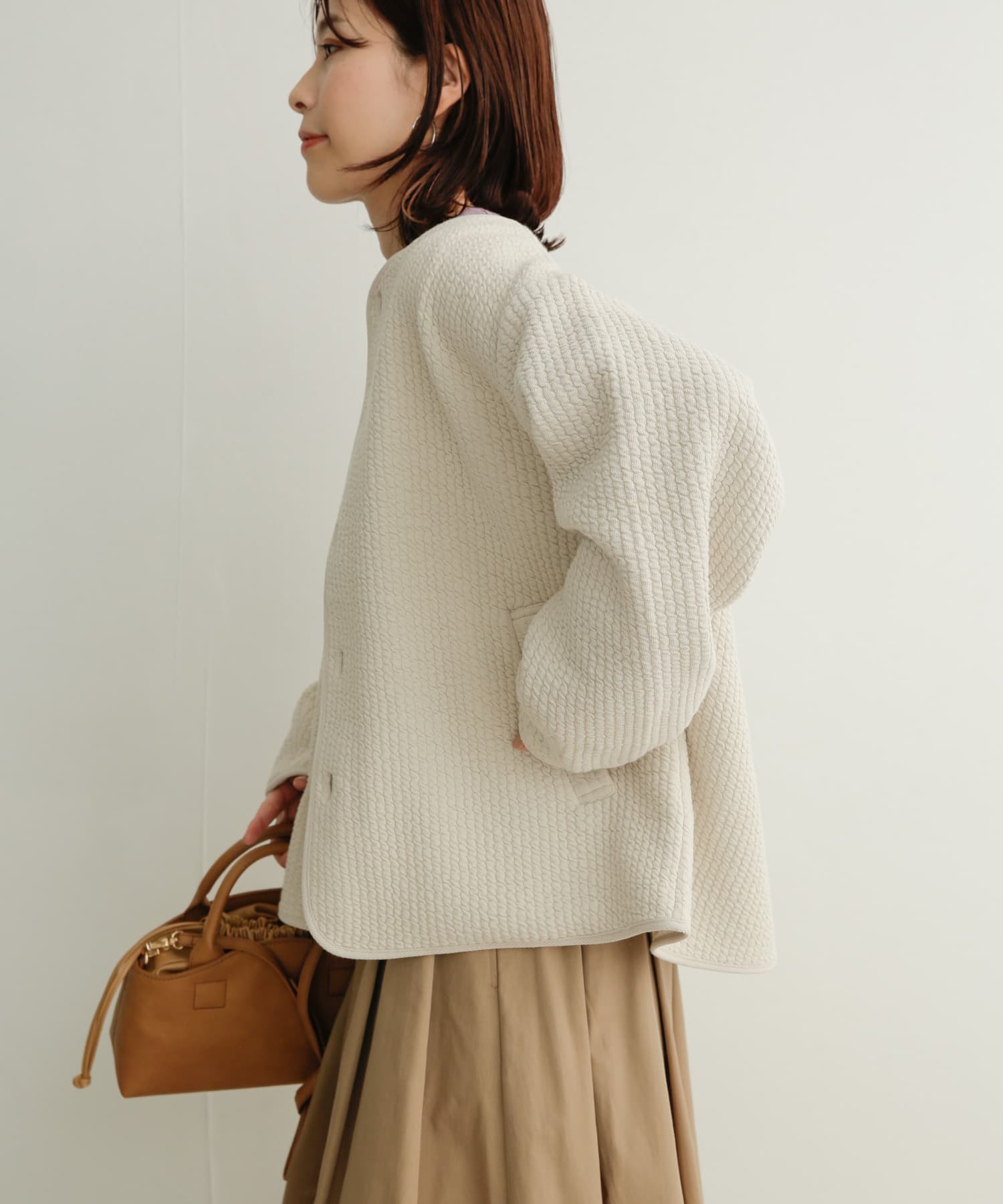 くらしを楽しむアイテム Ivory キルトノーカラージャケット アーバン 総合通販 キルトノーカラージャケット アーバンリサーチドアーズ Ivory ノーカラージャケット