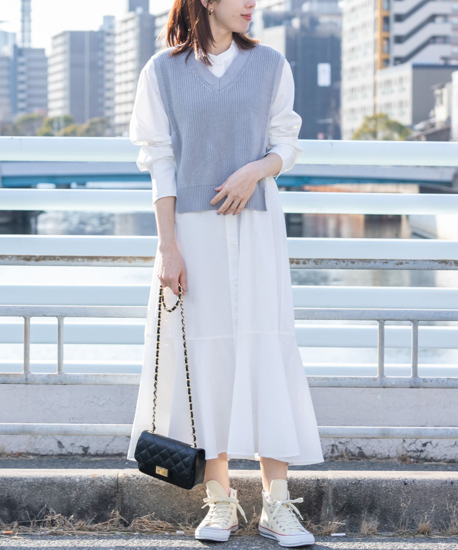 ニットベストxマーメードヘムシャツワンピース SET[LA24-26R004 ニットベストxマーメードヘムシャツワンピース SET[LA24-26R004