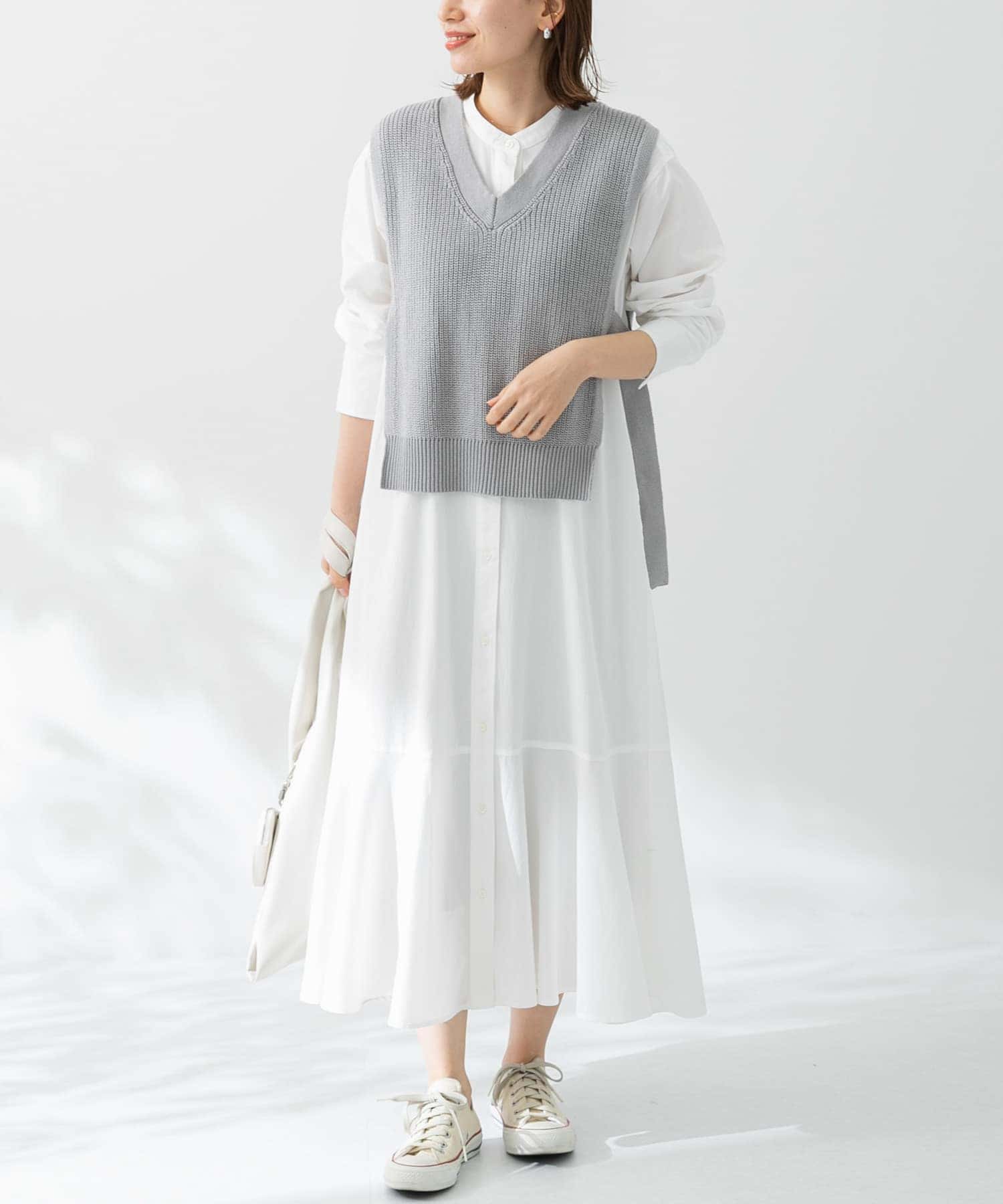 ニットベストxマーメードヘムシャツワンピース SET[LA24-26R004 ニットベストxマーメードヘムシャツワンピース SET[LA24-26R004