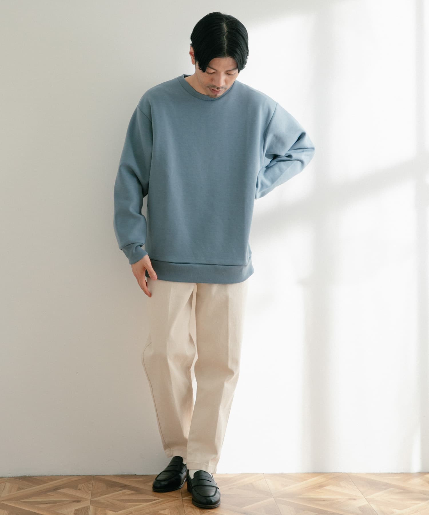 TRストレッチダンボール クルーネックプルオーバー[IT34-11B015 