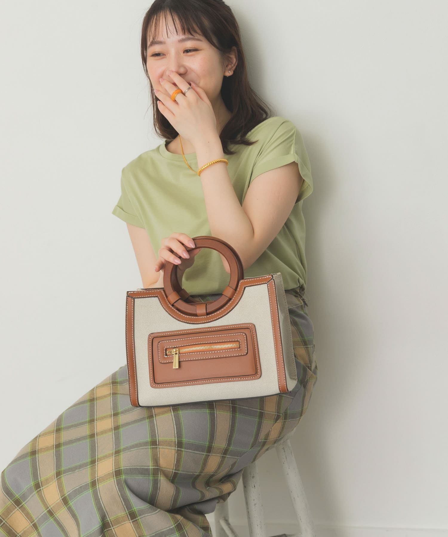 RODE SKO ALBINA キャンバスコンビトートバッグ　キャメル