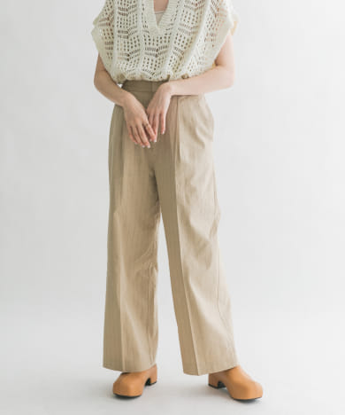 ストライプフロントタックパンツ