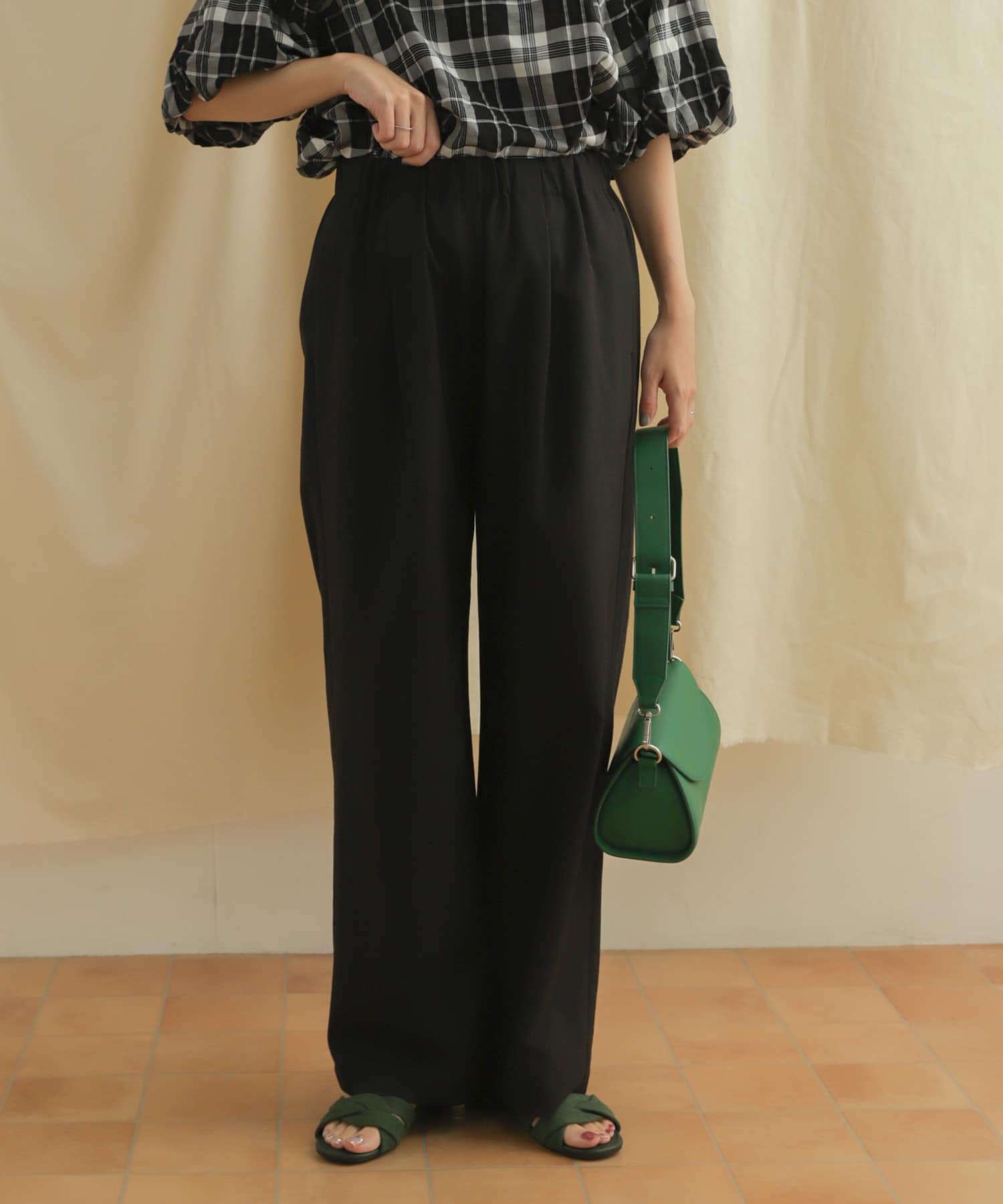 URBAN RESEARCH DOORS チェックストレートパンツ
