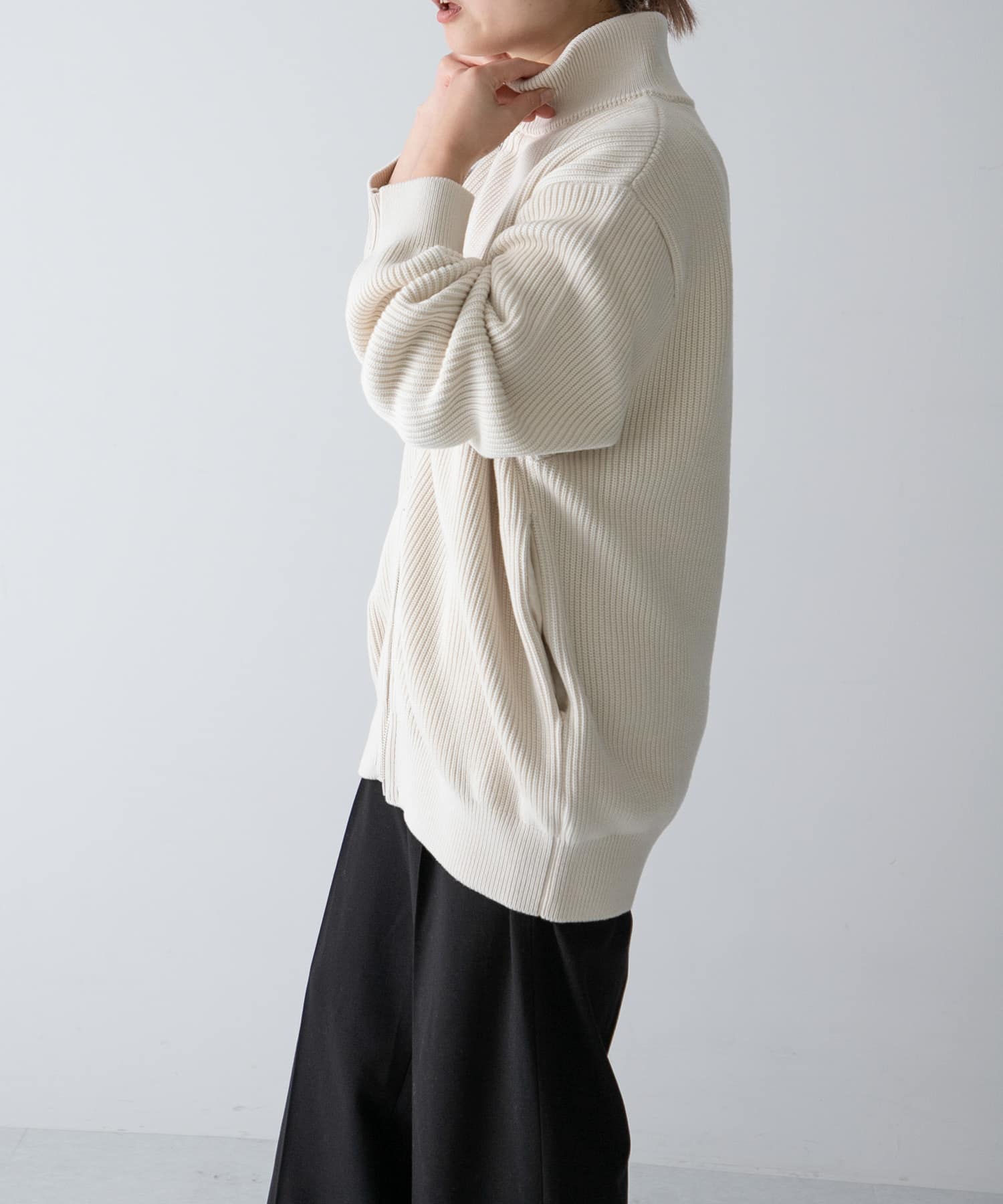 Yonetomi EX FINE WOOL RIB KNIT BLOUSON[Y95234015-BSM37]｜URBAN